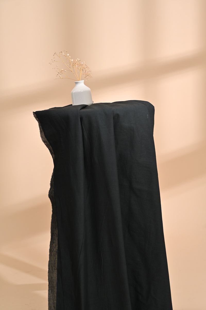Black Linen Cotton Unstitched Suit Sterling House