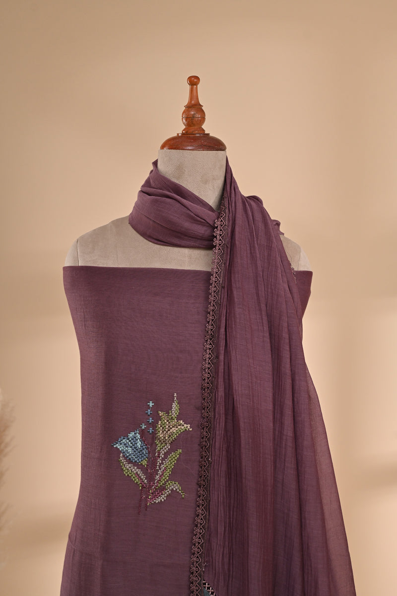 Mauve Cotton Unstitched Suit Sterling House