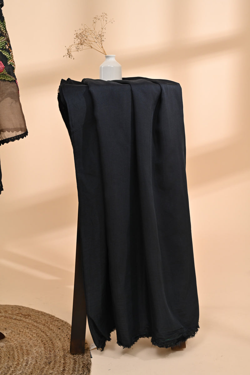 Black Cotton Unstitched Suit Sterling House