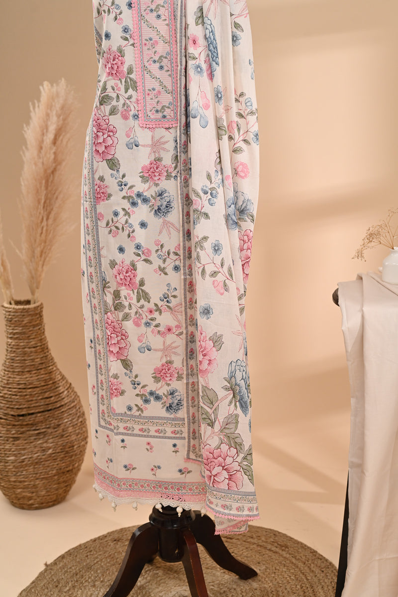 Off-White Printed Cotton Unstitched Suit Sterling House