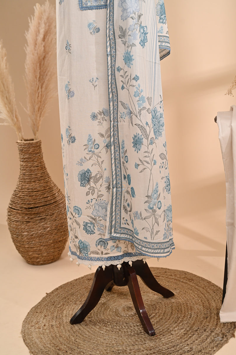 Off-White Printed Cotton Unstitched Suit Sterling House