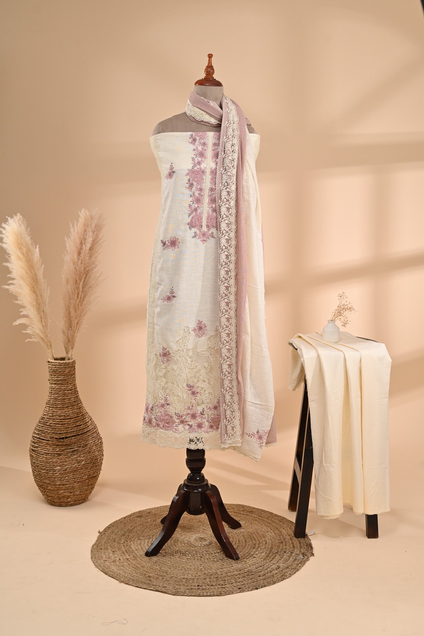Off-White Linen Cotton Unstitched Suit Sterling House