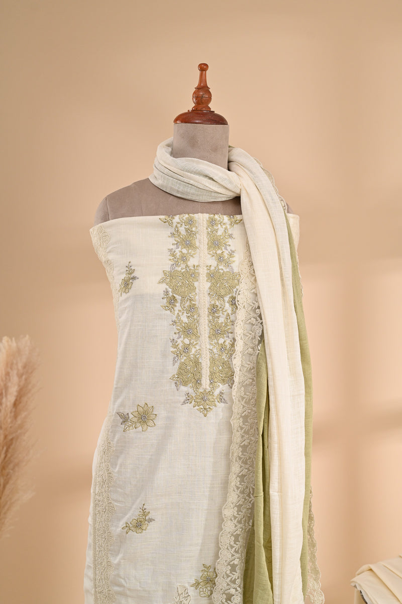 Off-White Linen Cotton Unstitched Suit Sterling House