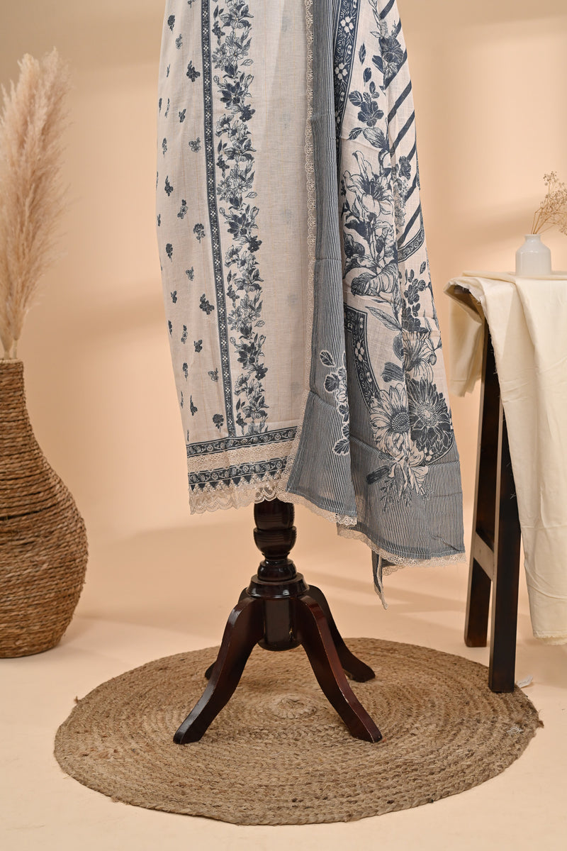 Off-white Linen Cotton Unstitched Suit Set Sterling House