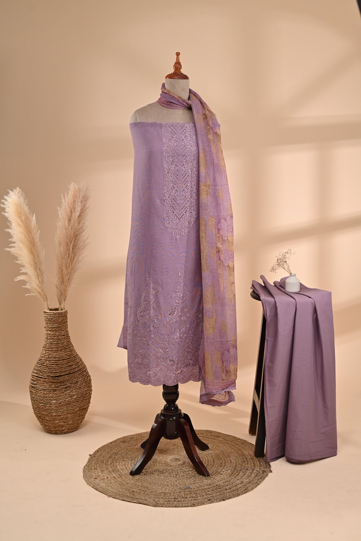 Lavender cotton Unstitched Suit Sterling House