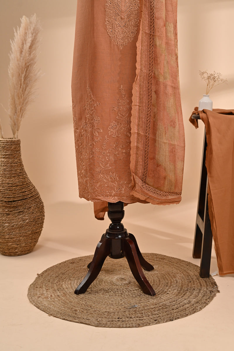 Rust Linen cotton Unstitched Suit Sterling House