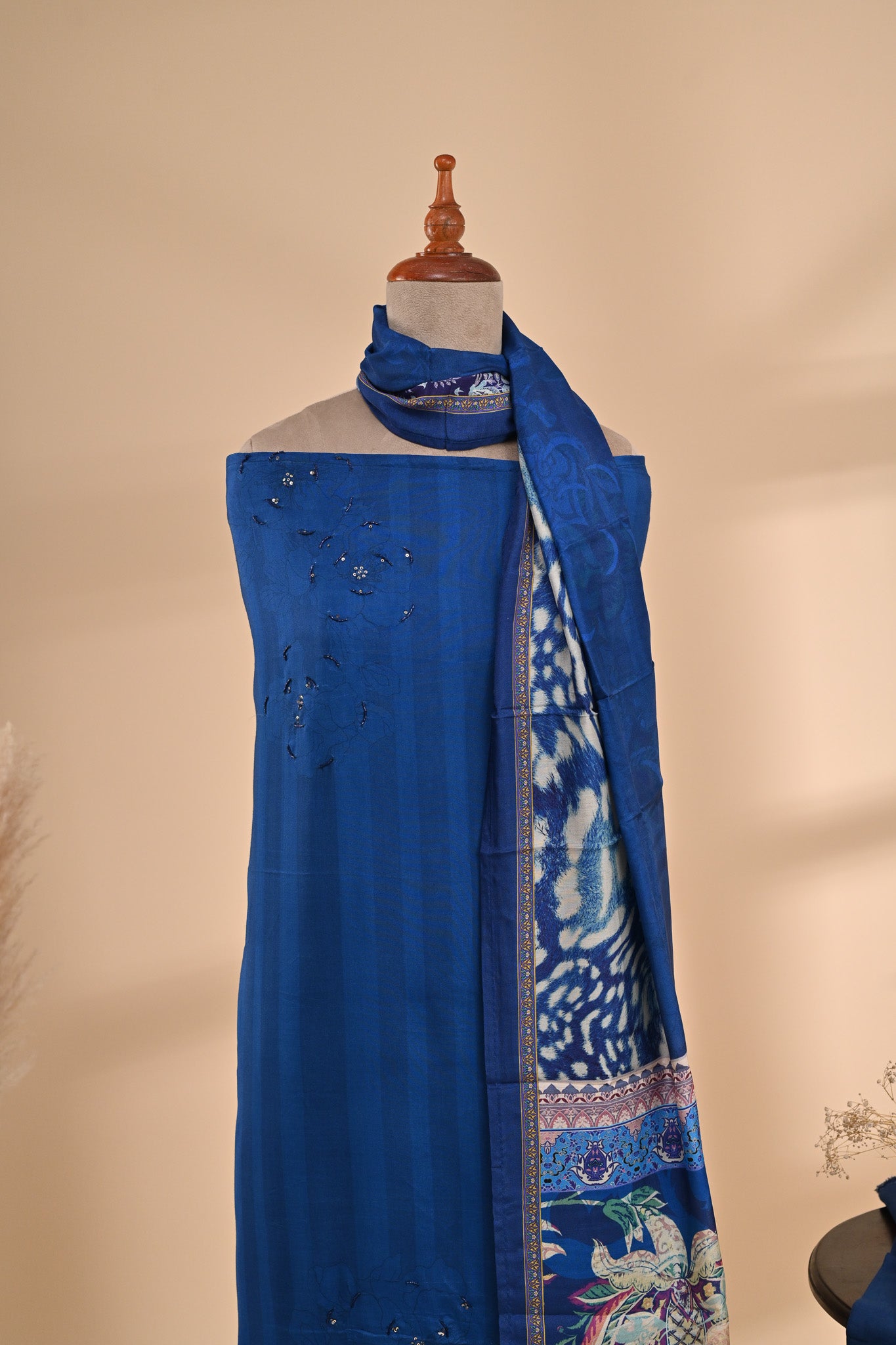 Royal Blue Muslin Unstitched Suit Sterling House
