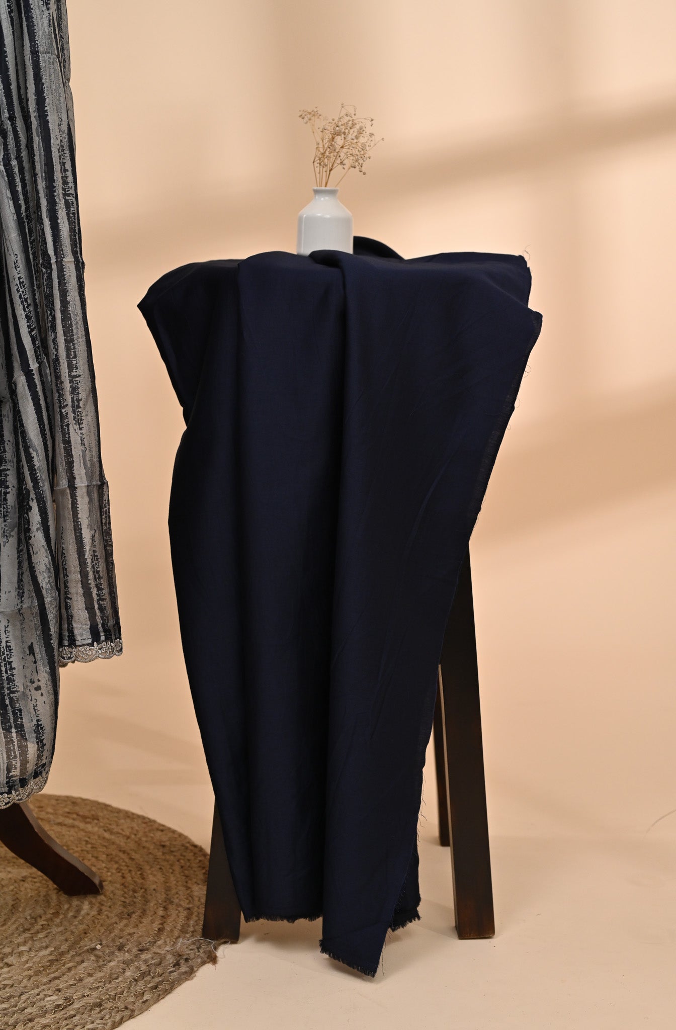 Black Cotton Unstitched Suit Sterling House