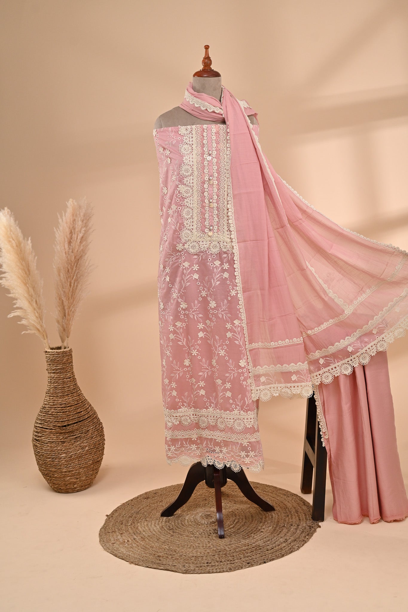 Pastel Pink Premium Cotton Unstitched Suit Sterling House