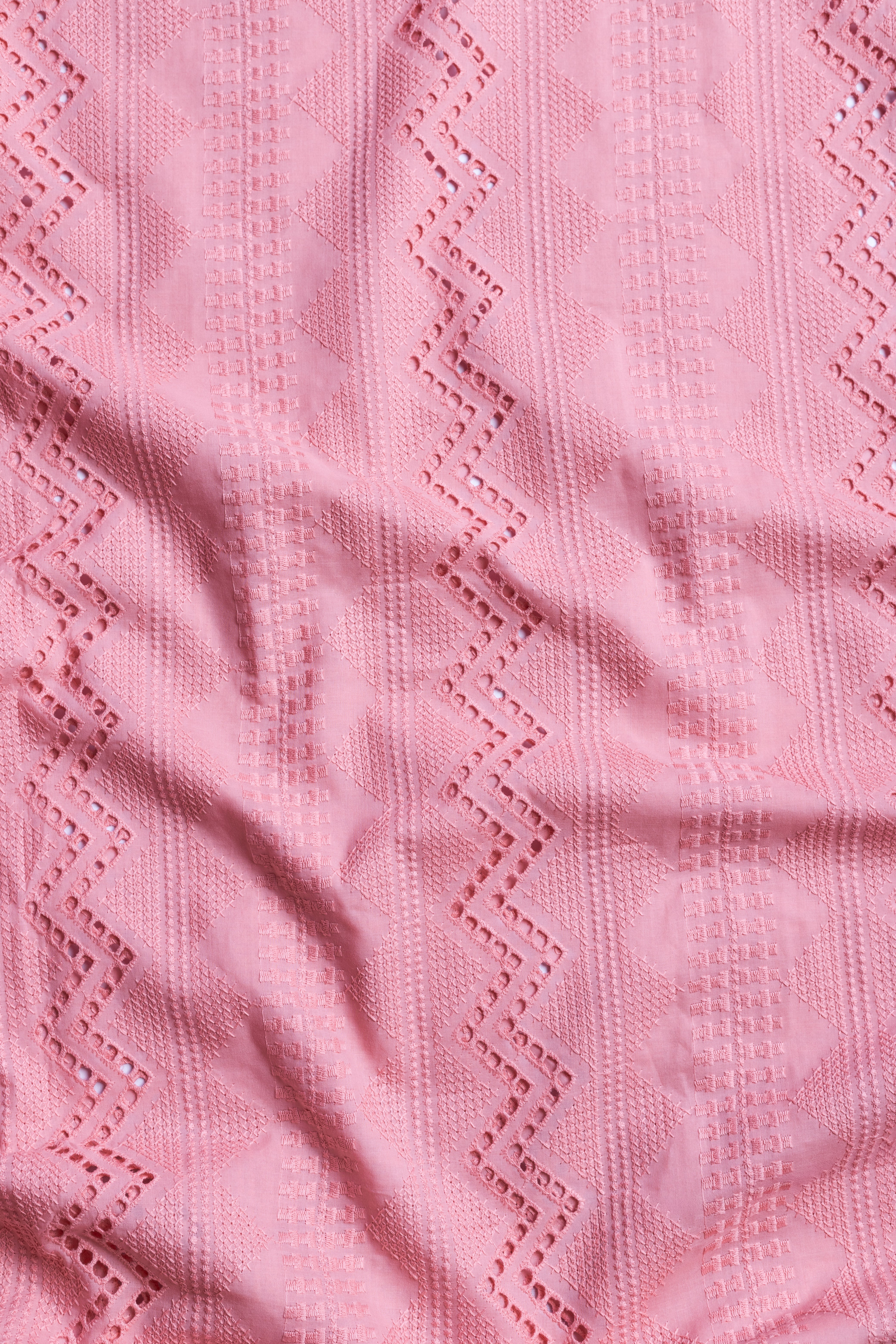 Afreen Embroidered Pink Cotton Fabric with Cutwork