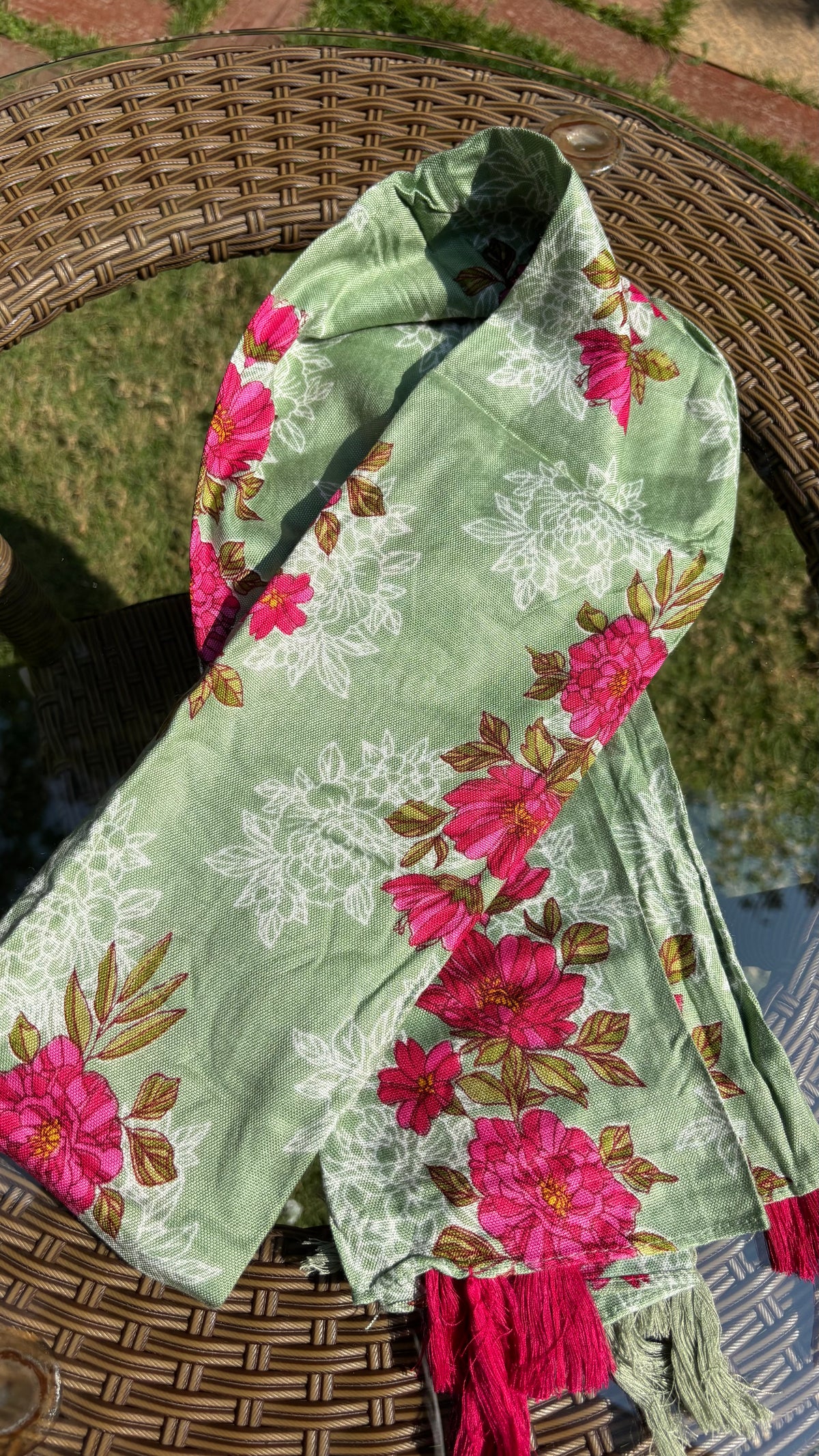 Pastel Green Cotton Printed Dupatta Sterling House