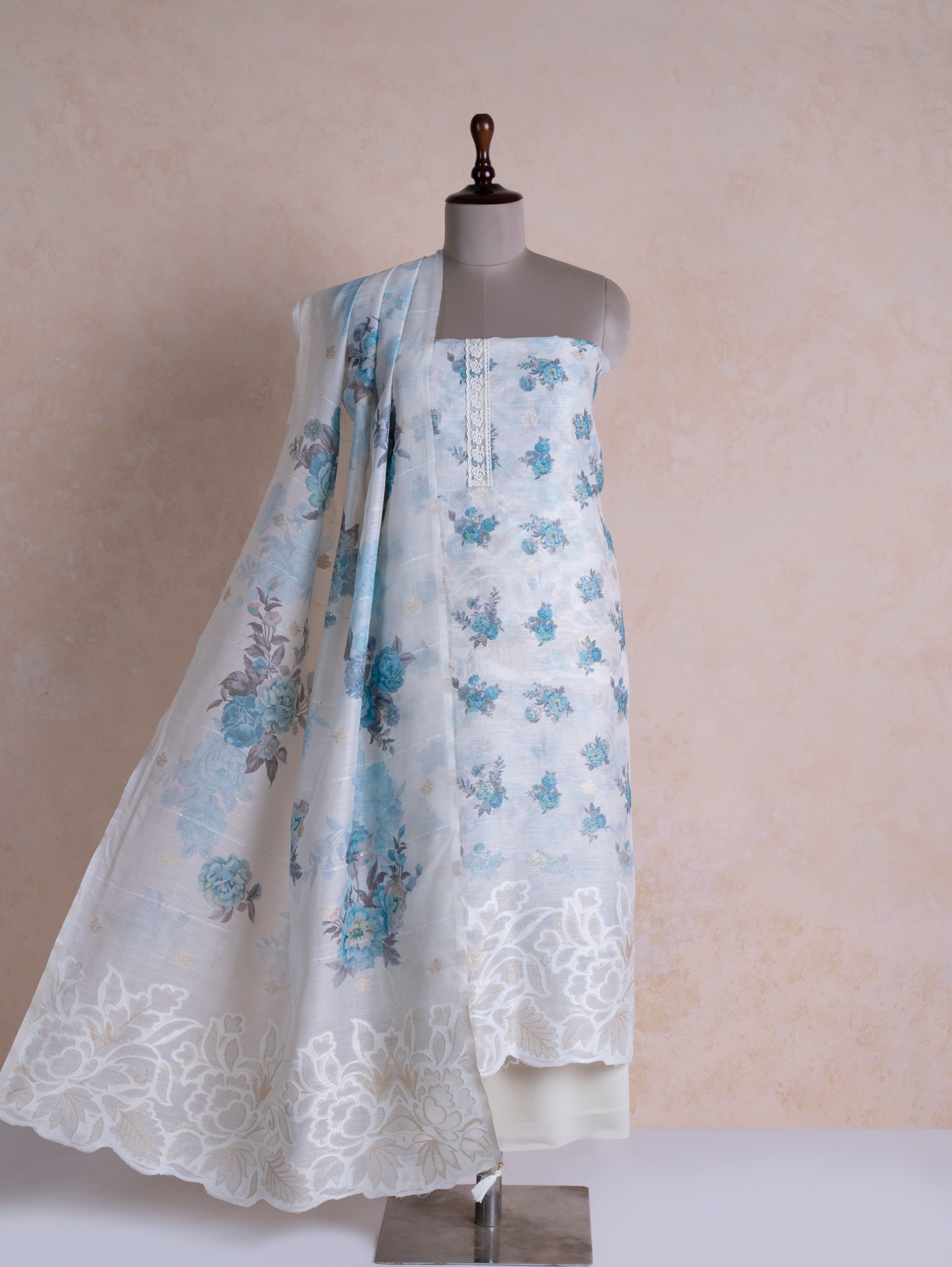 Linen Cotton with Zari Work