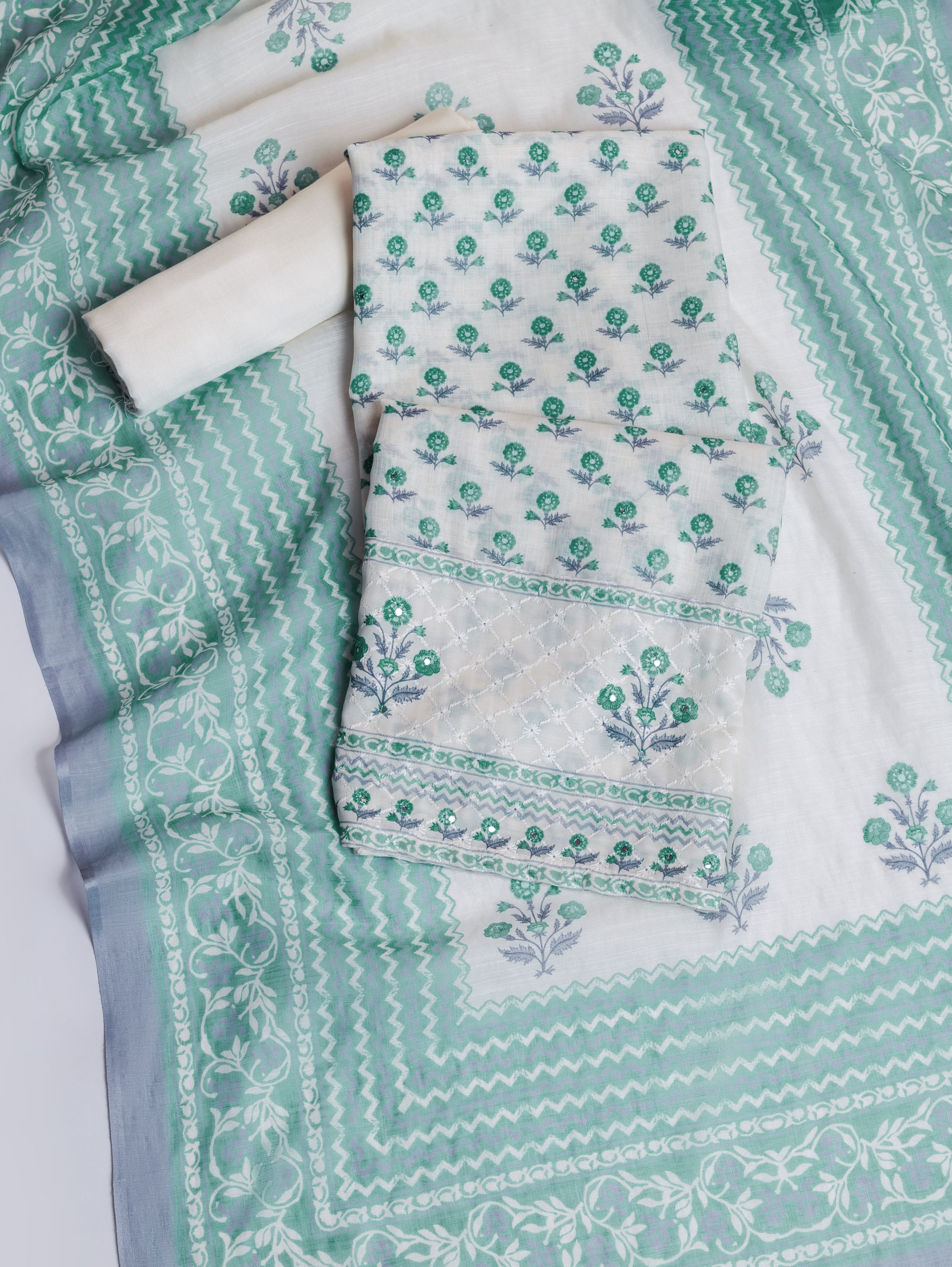 Linen Cotton Printed Bluesuit set