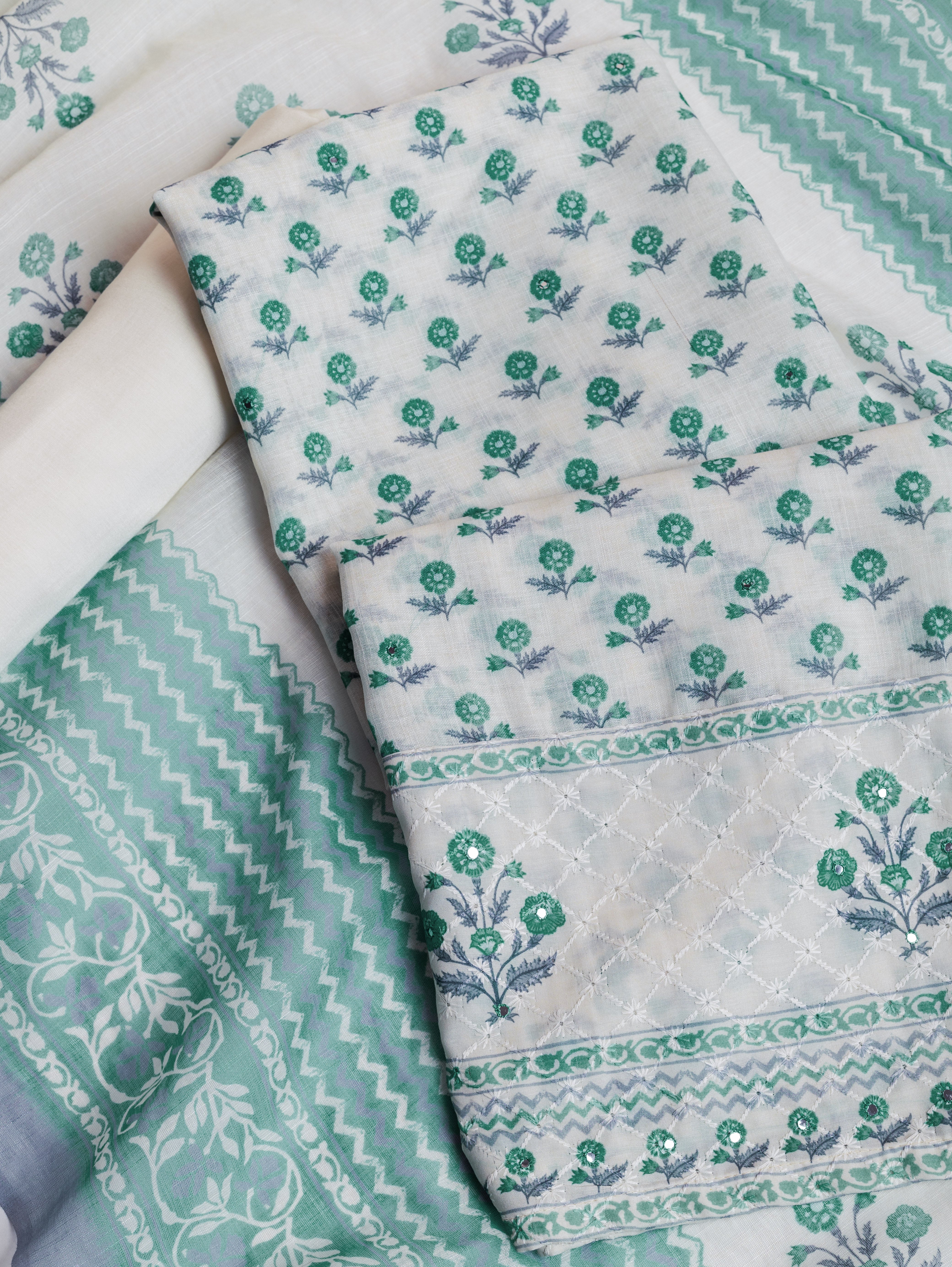 Linen Cotton Printed Bluesuit set