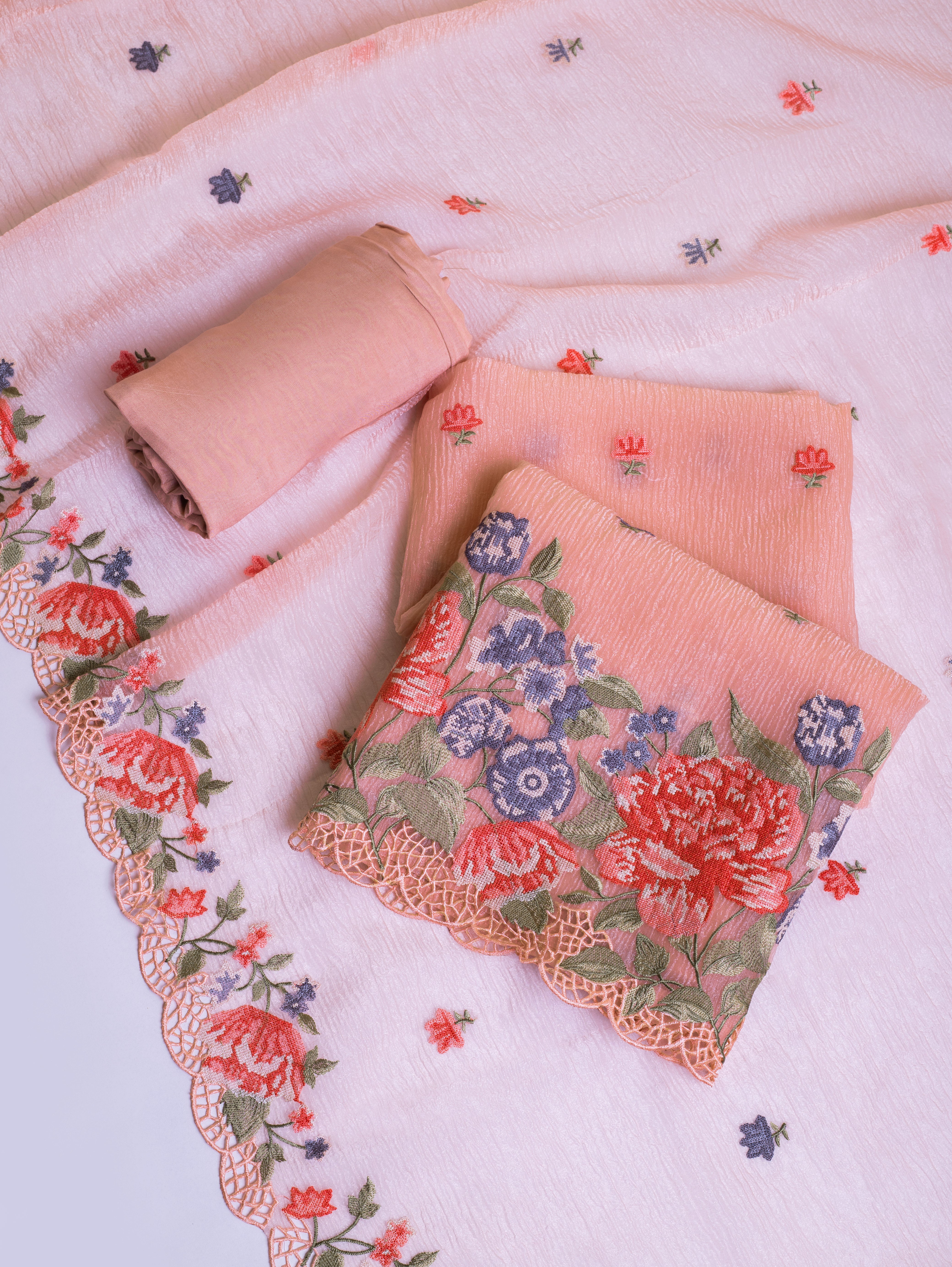 Luxe Peach Shimmer Crush Organza