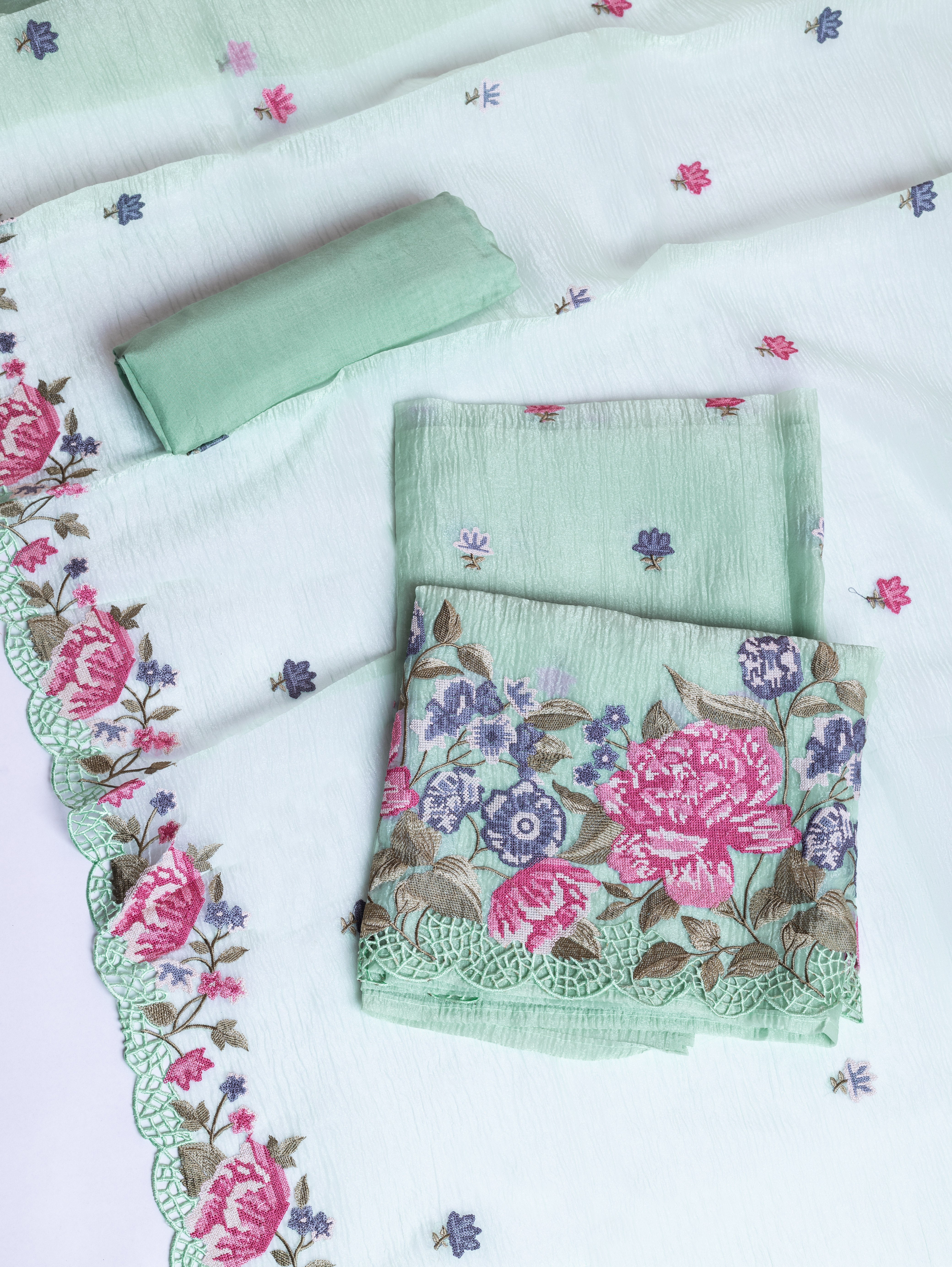 Luxe Green Shimmer Crush Organza