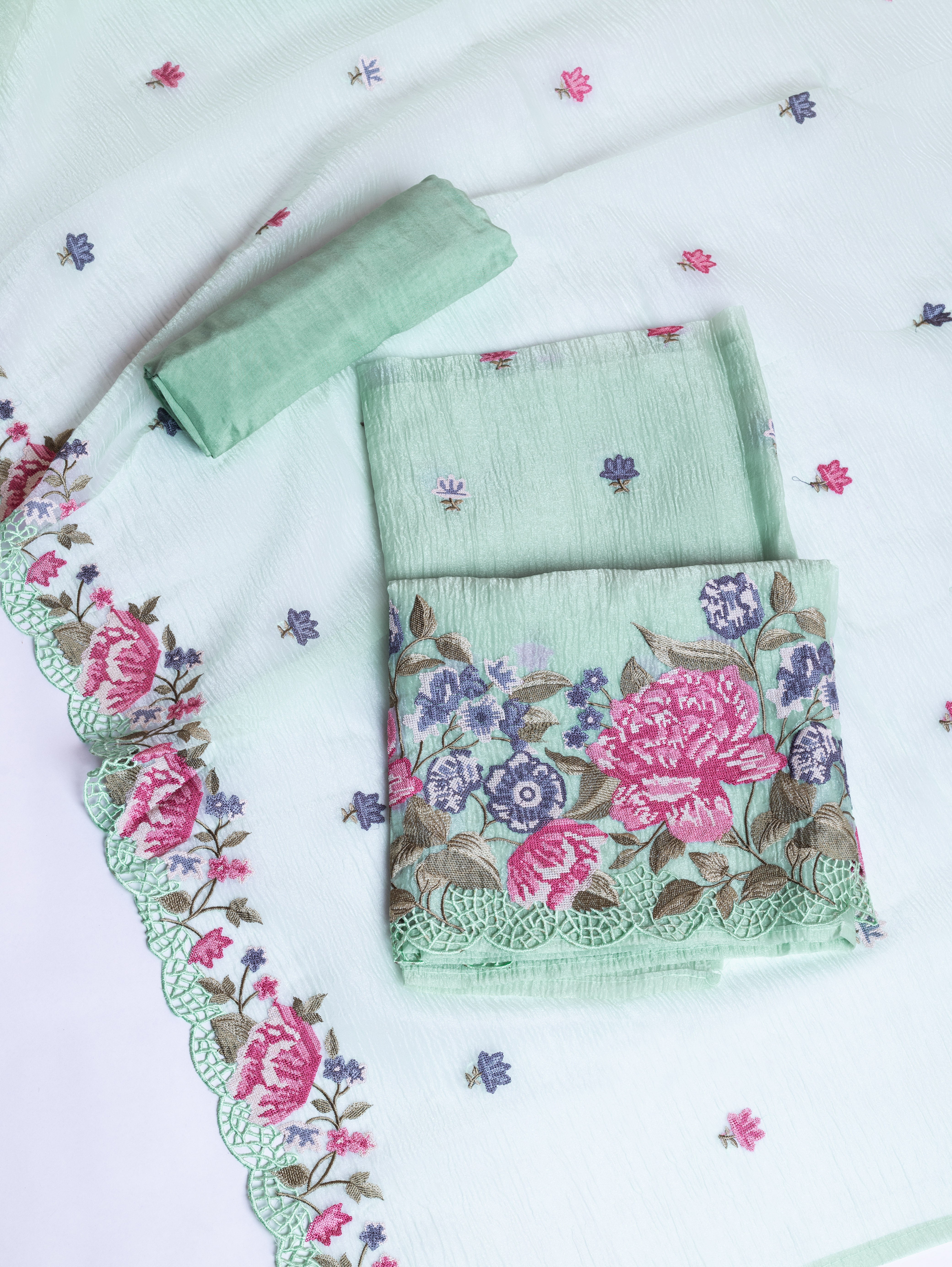 Luxe Green Shimmer Crush Organza