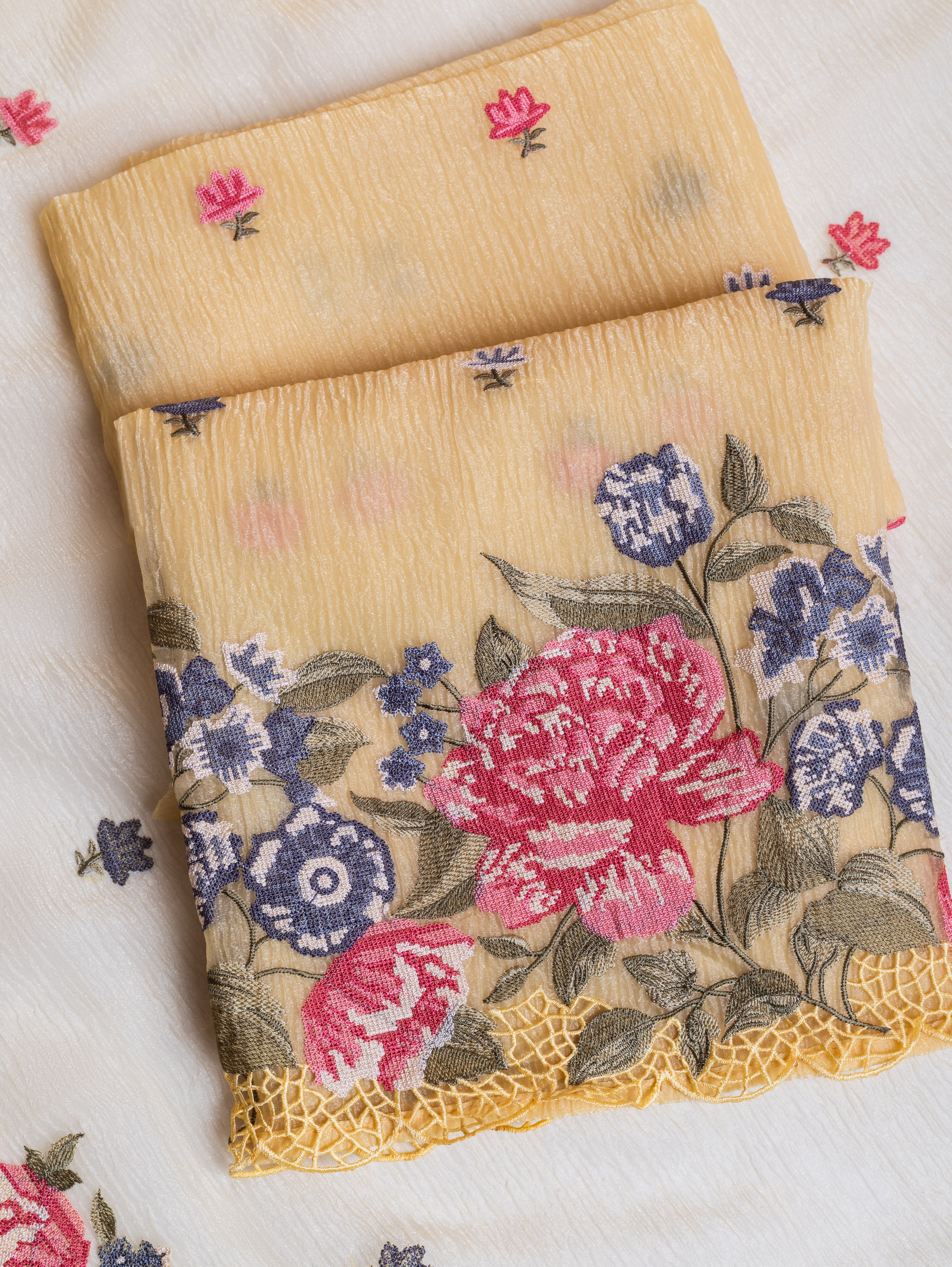 Luxe Yellow Shimmer Crush Organza