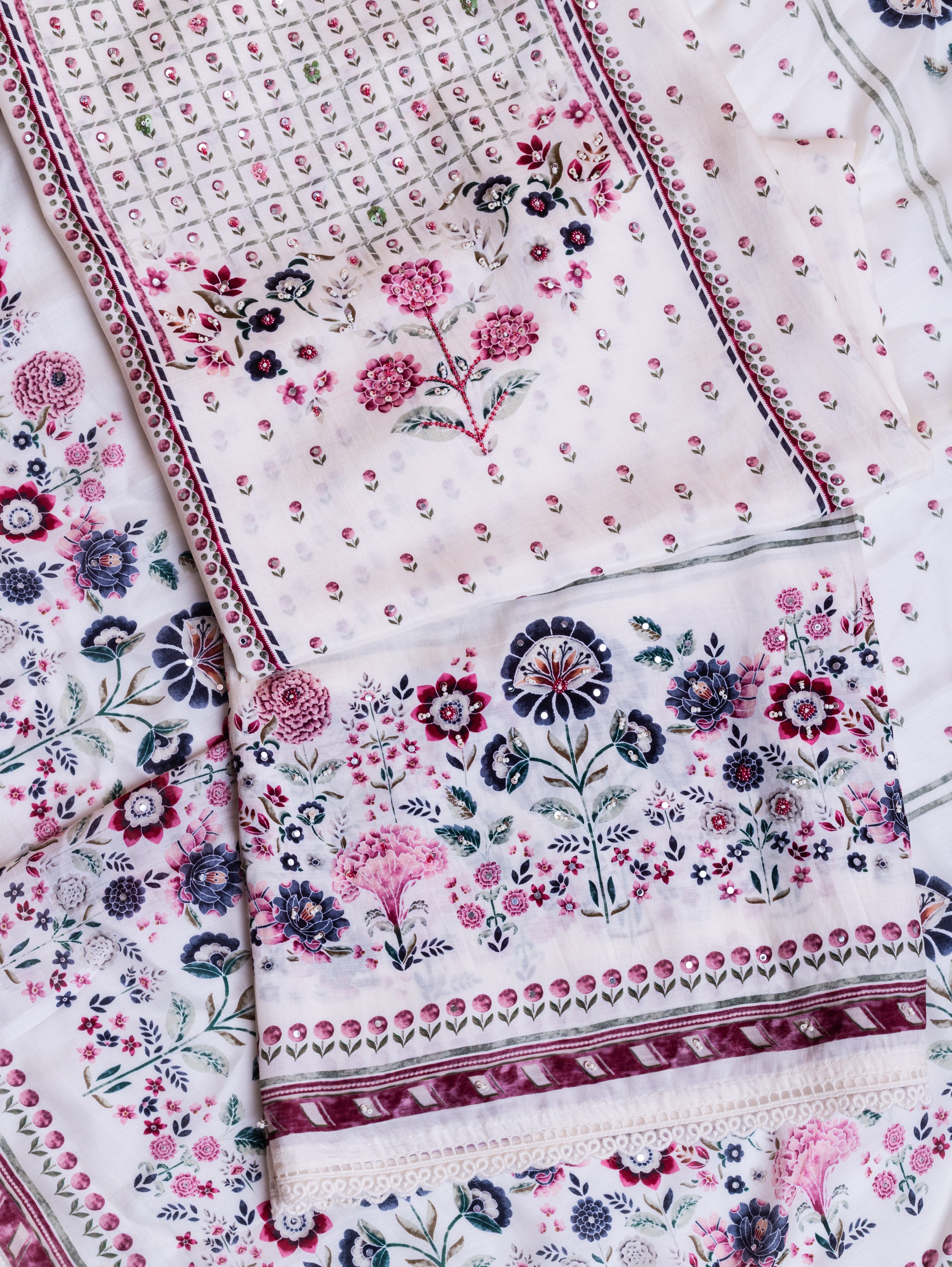 Afreen Off-White Muslin Suit Set