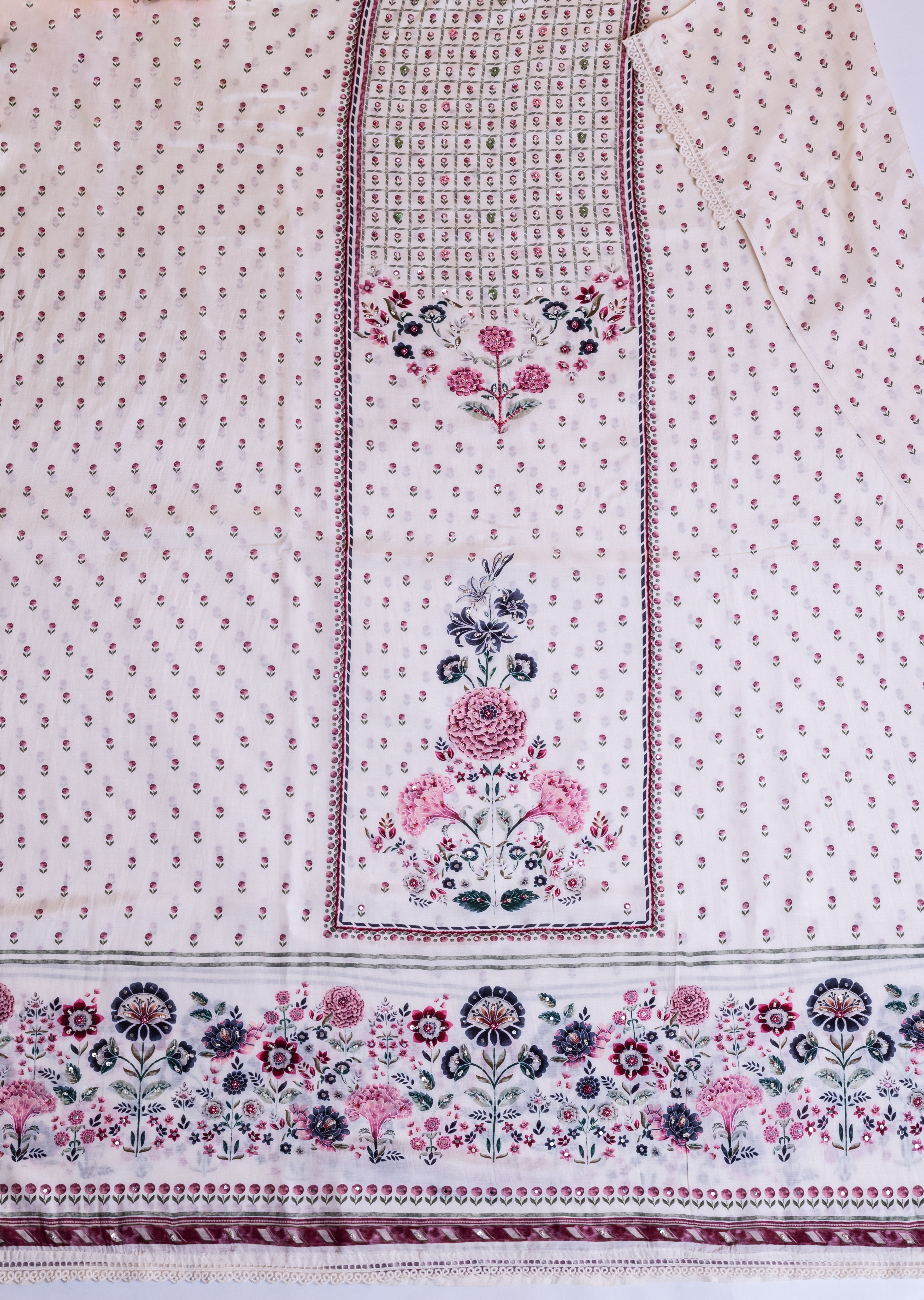 Afreen Off-White Muslin Suit Set