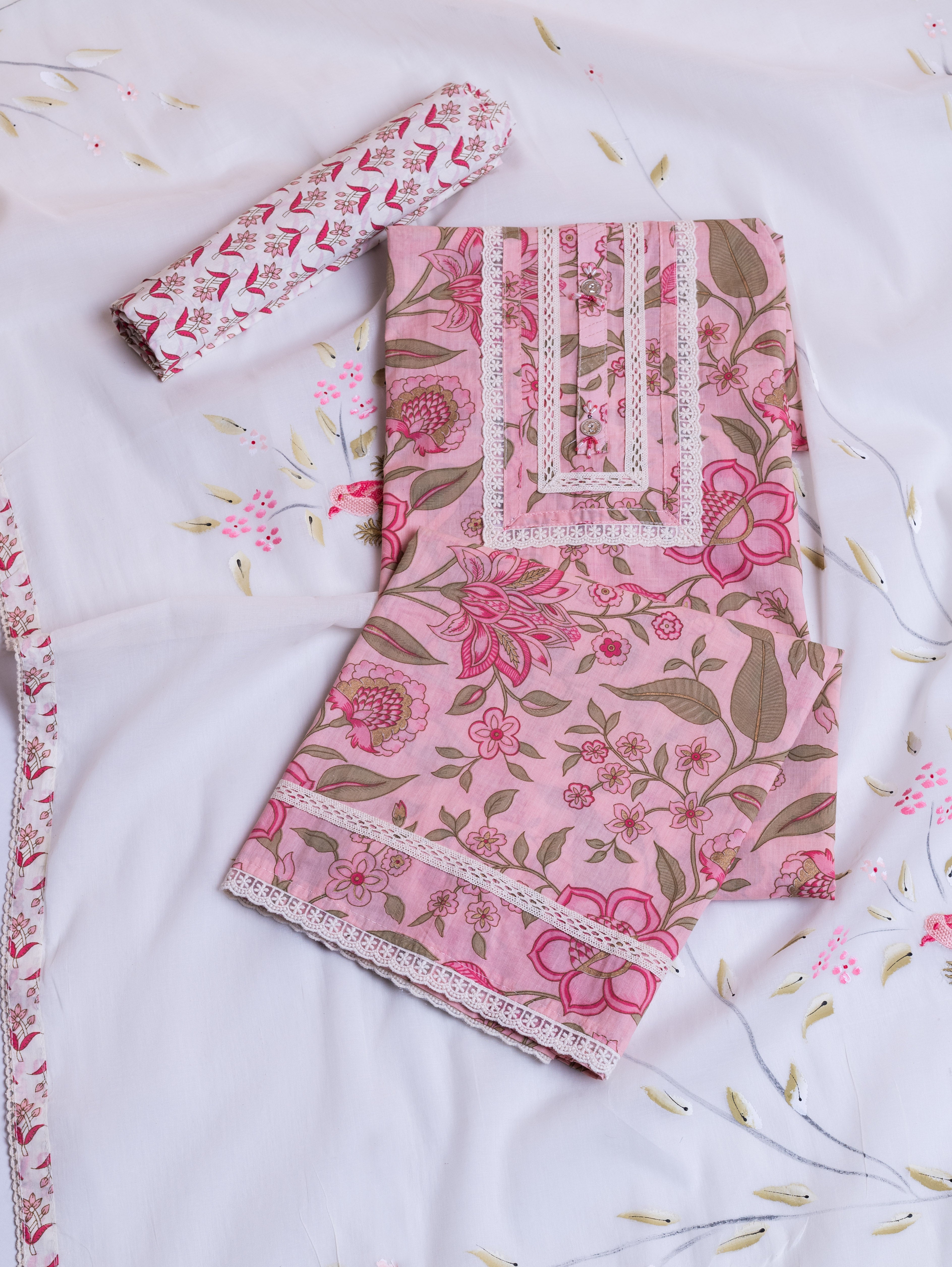 Afreen Pink Cotton Suit Set