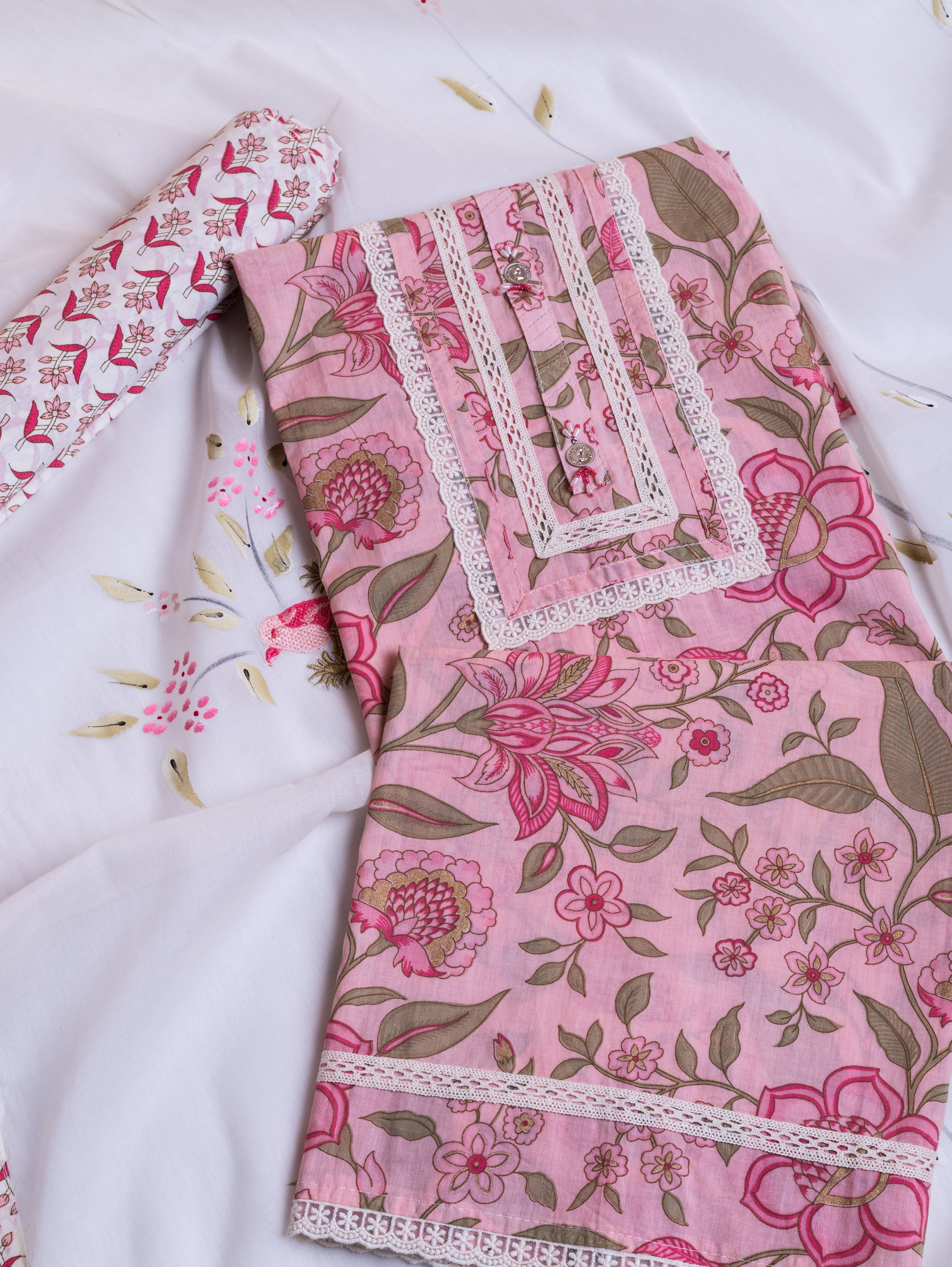 Afreen Pink Cotton Suit Set