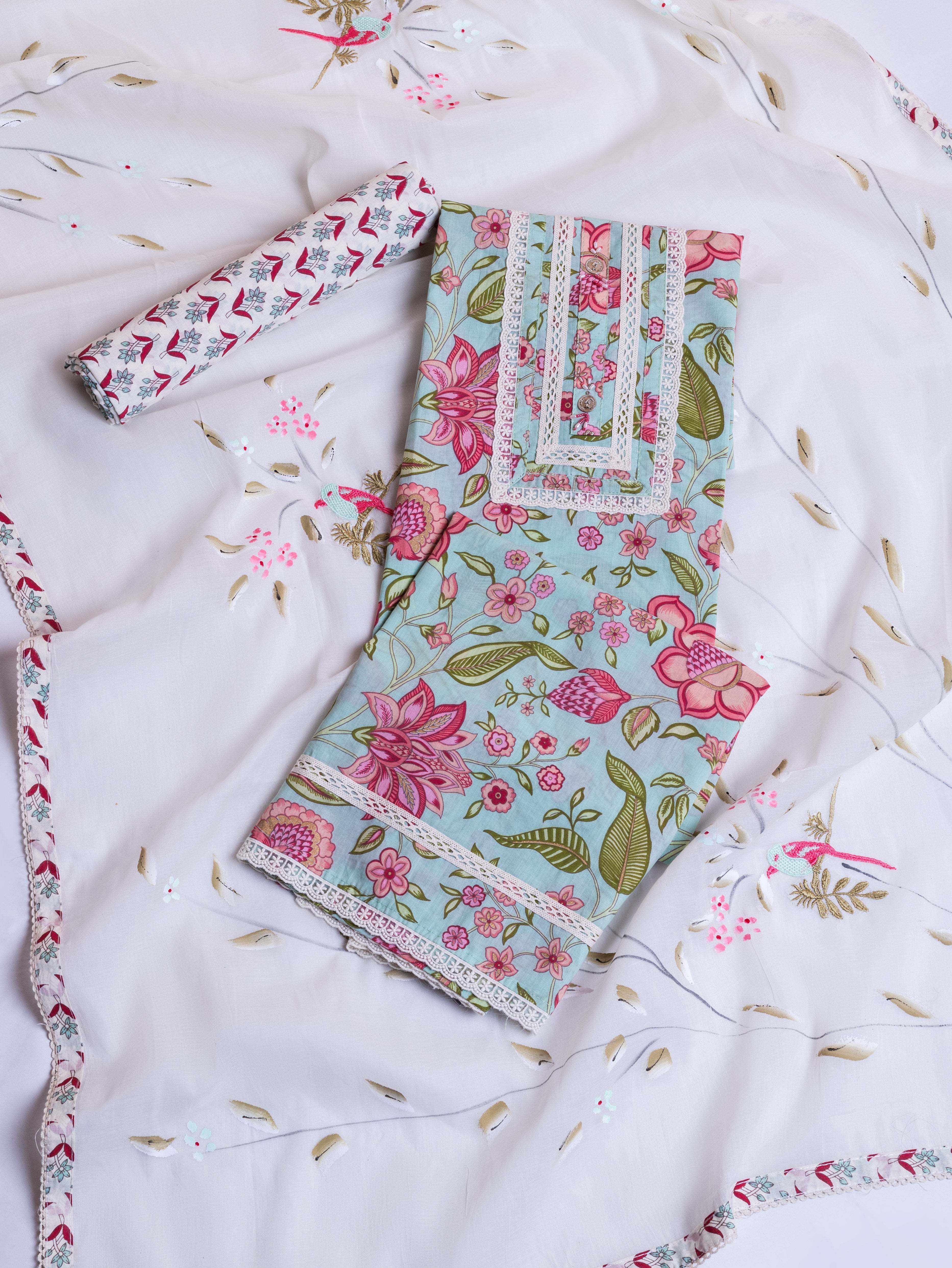 Afreen Green Cotton Suit Set