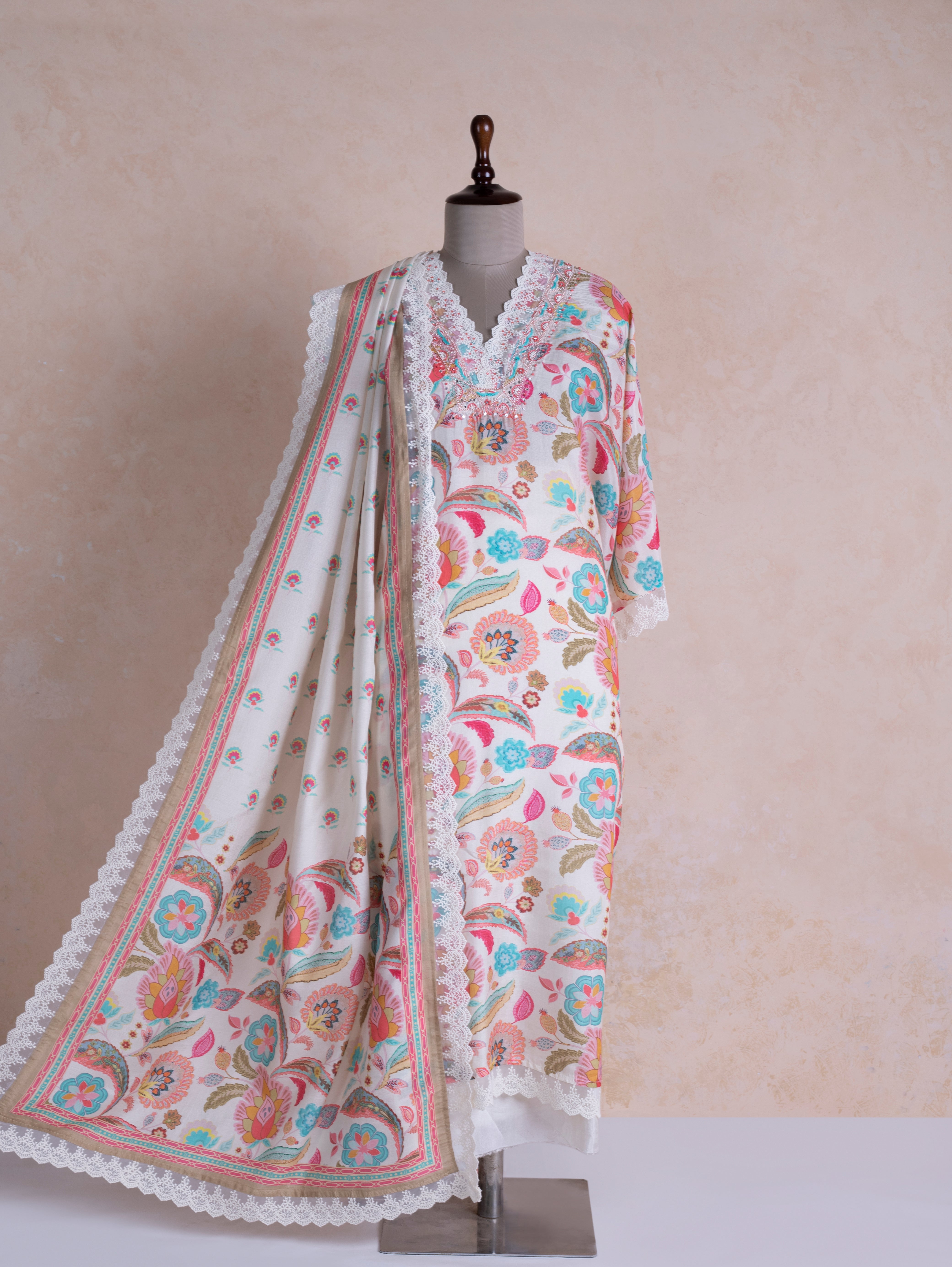Afreen Multi-colour Muslin Suit Set