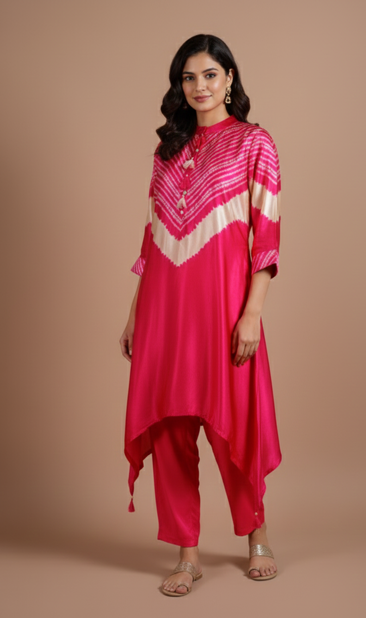 Luxe Pink Satin Silk Readymade Suit Sterling House