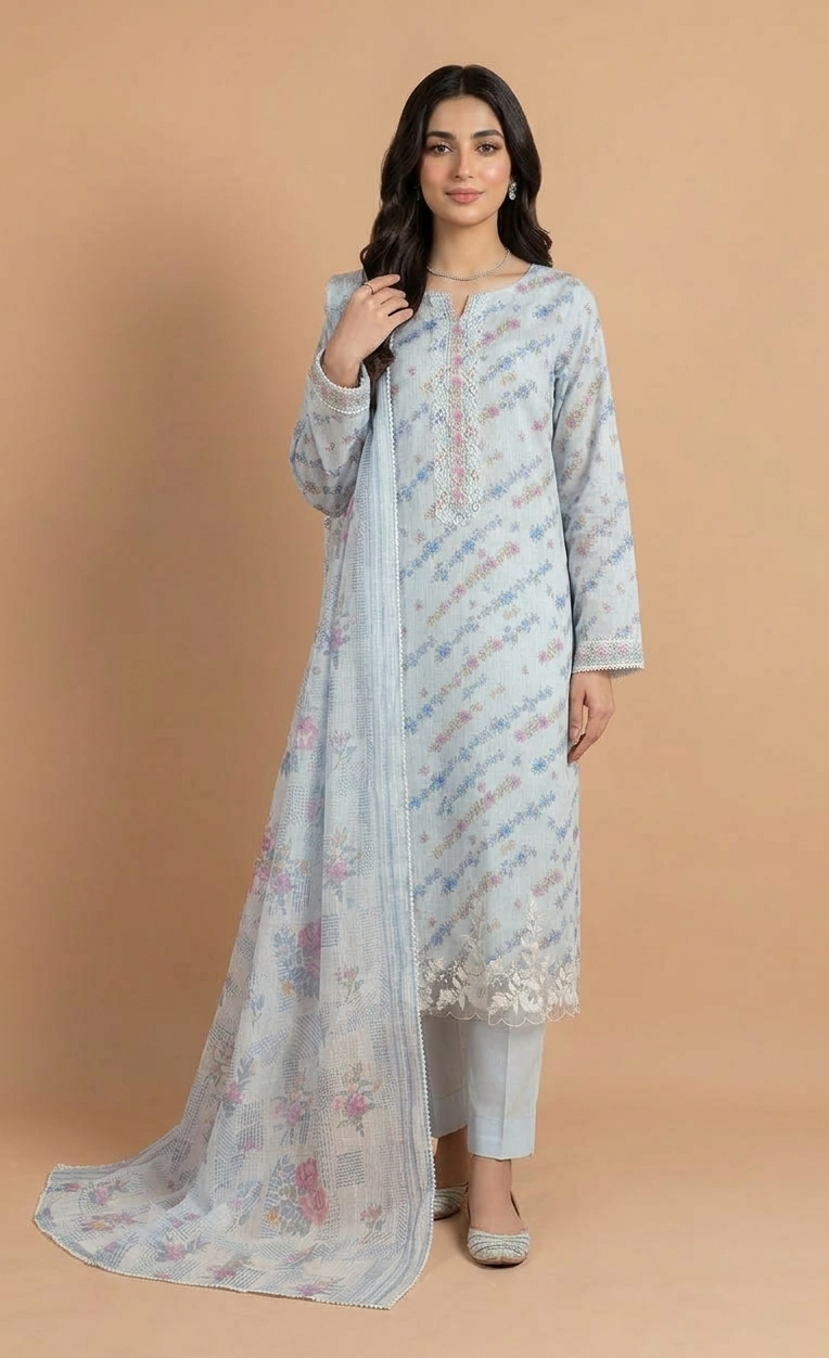 Linen Grey Unstitched Suit Set