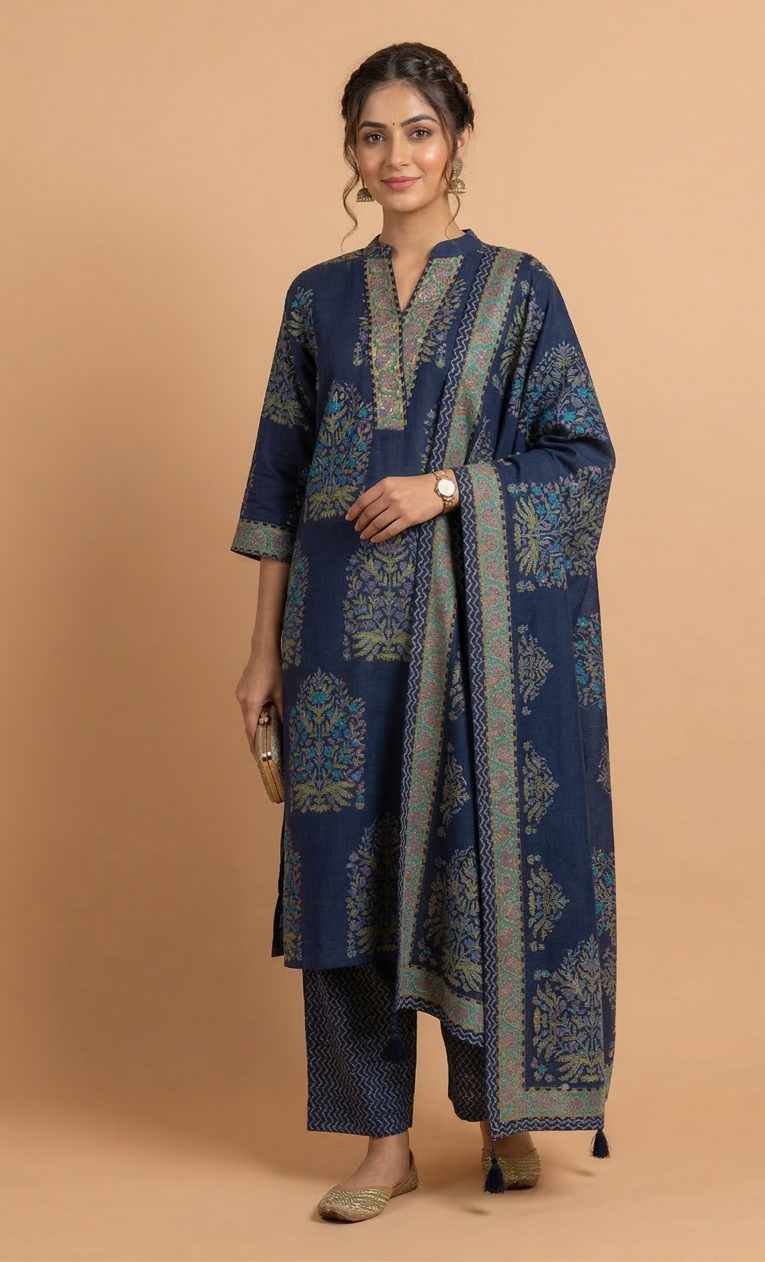 Afreen Blue Cotton Readymade Set Sterling House