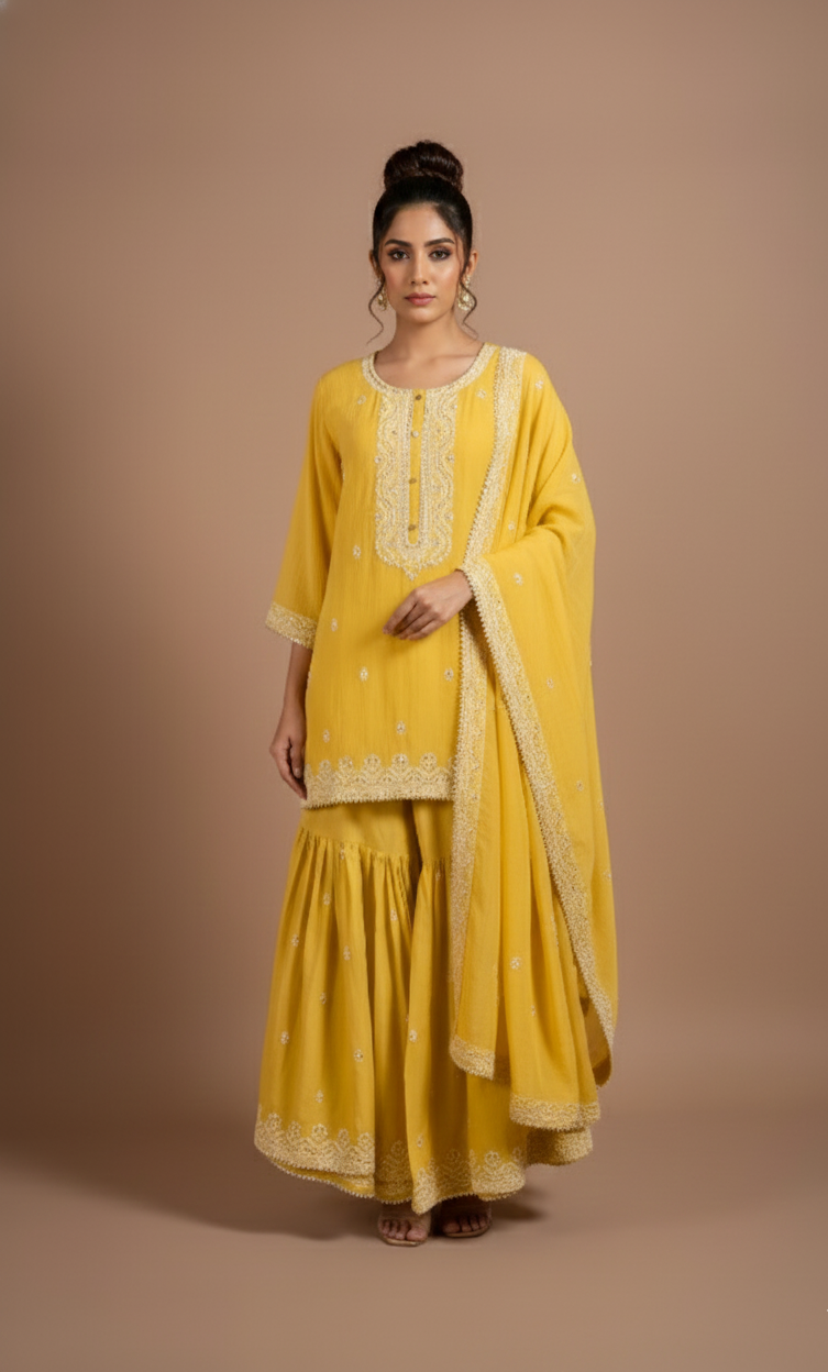 Luxe Yellow Cotton Suit Set