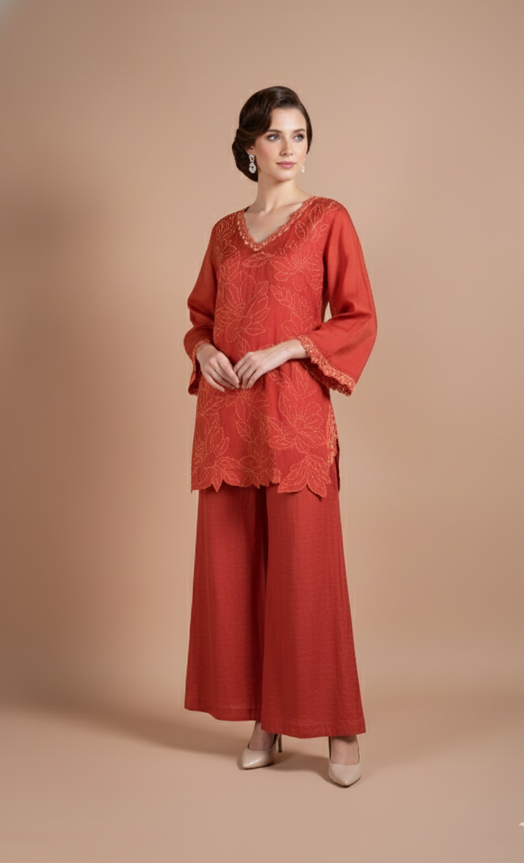 Afreen Red Readymade Co-Ord Set Sterling House