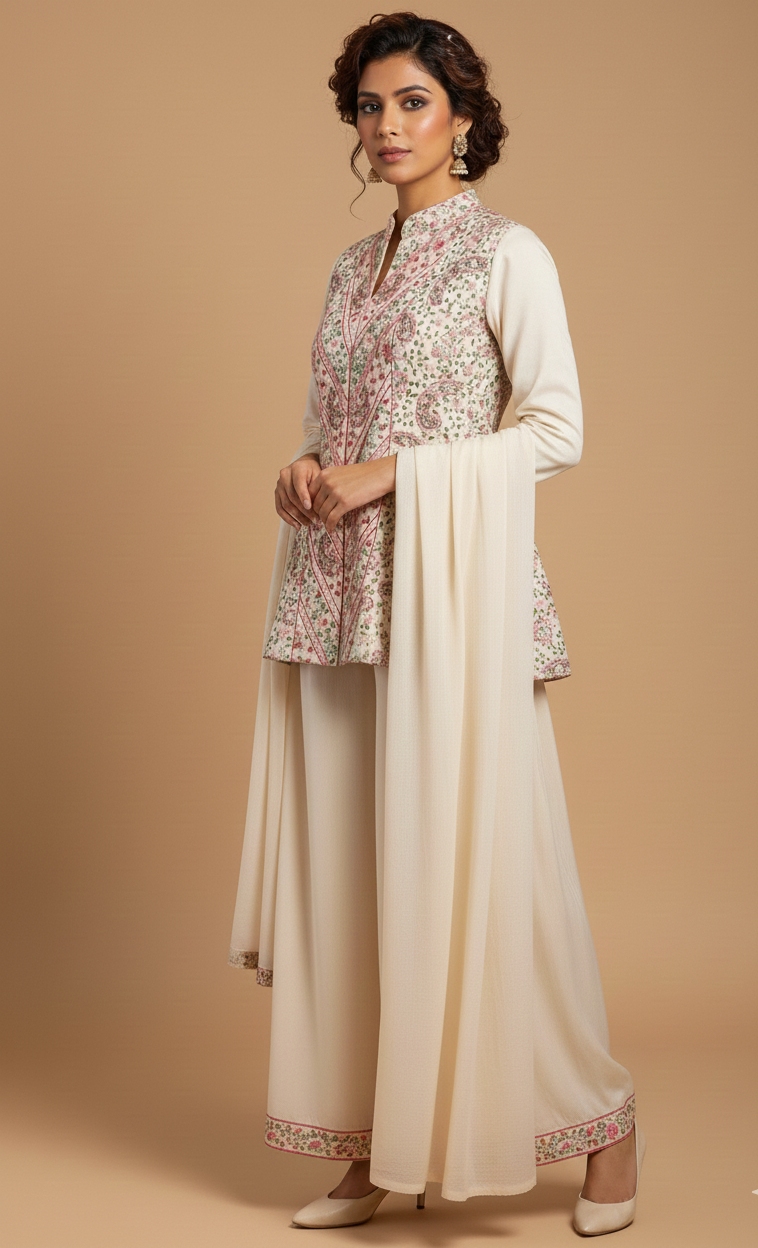 Luxe Ivory Short Embroidery Kurta set