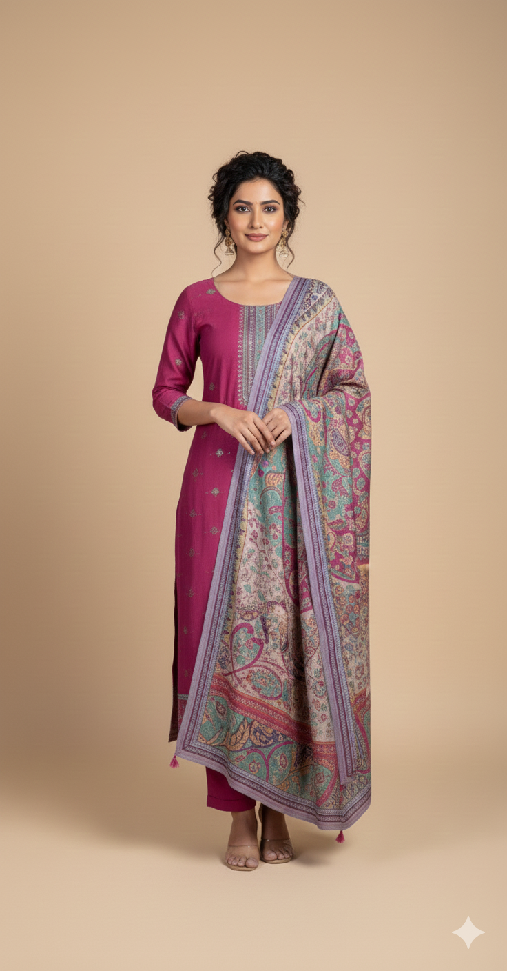 Luxe Muslin Floral Print Unstitched Suit Set