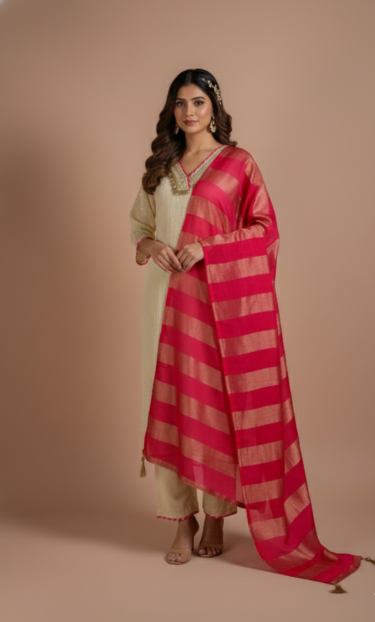 Luxe Crush Shimmer Silk Suit Readymade Set