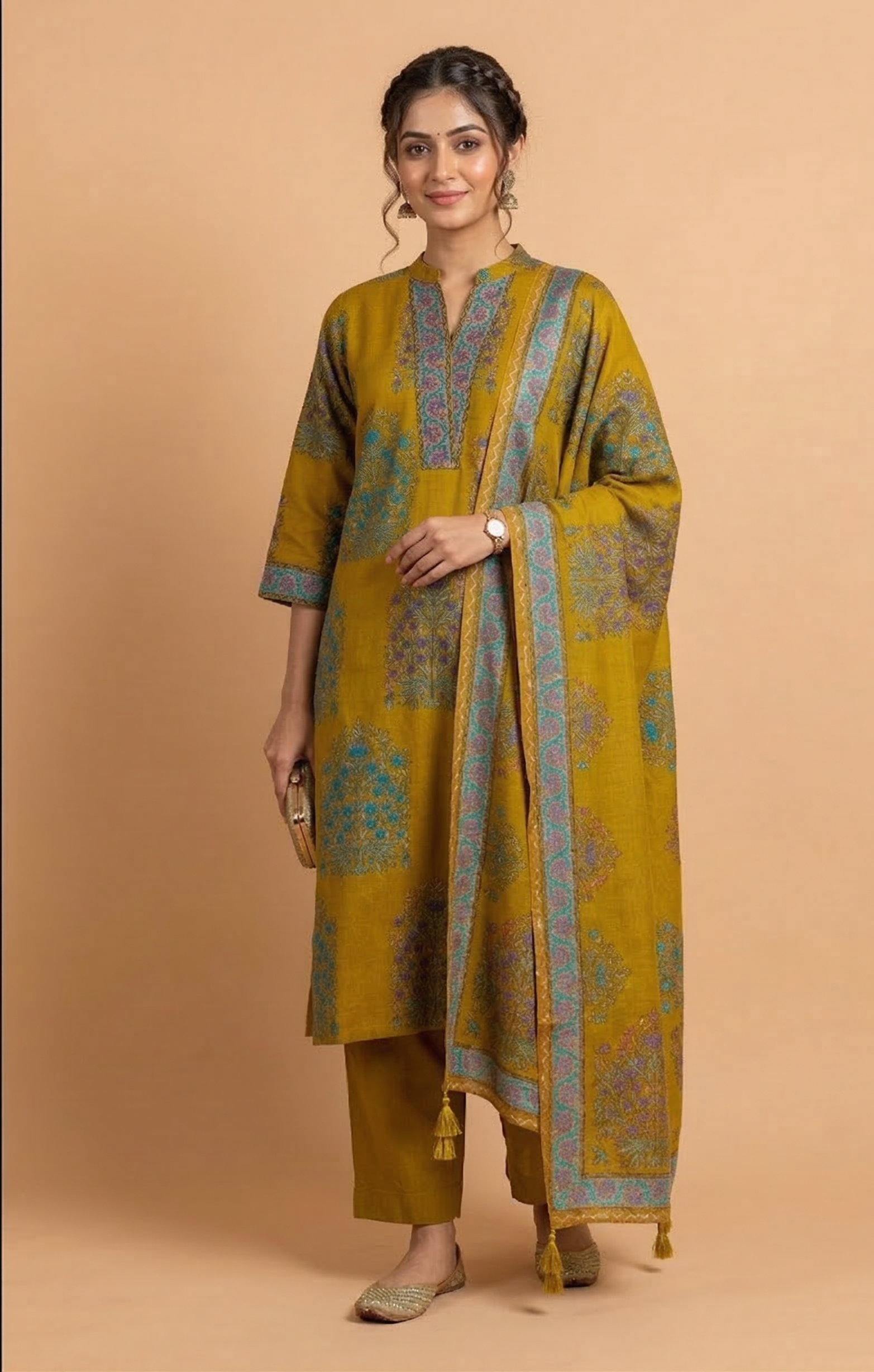 Afreen Mustard Cotton Readymade Set Sterling House