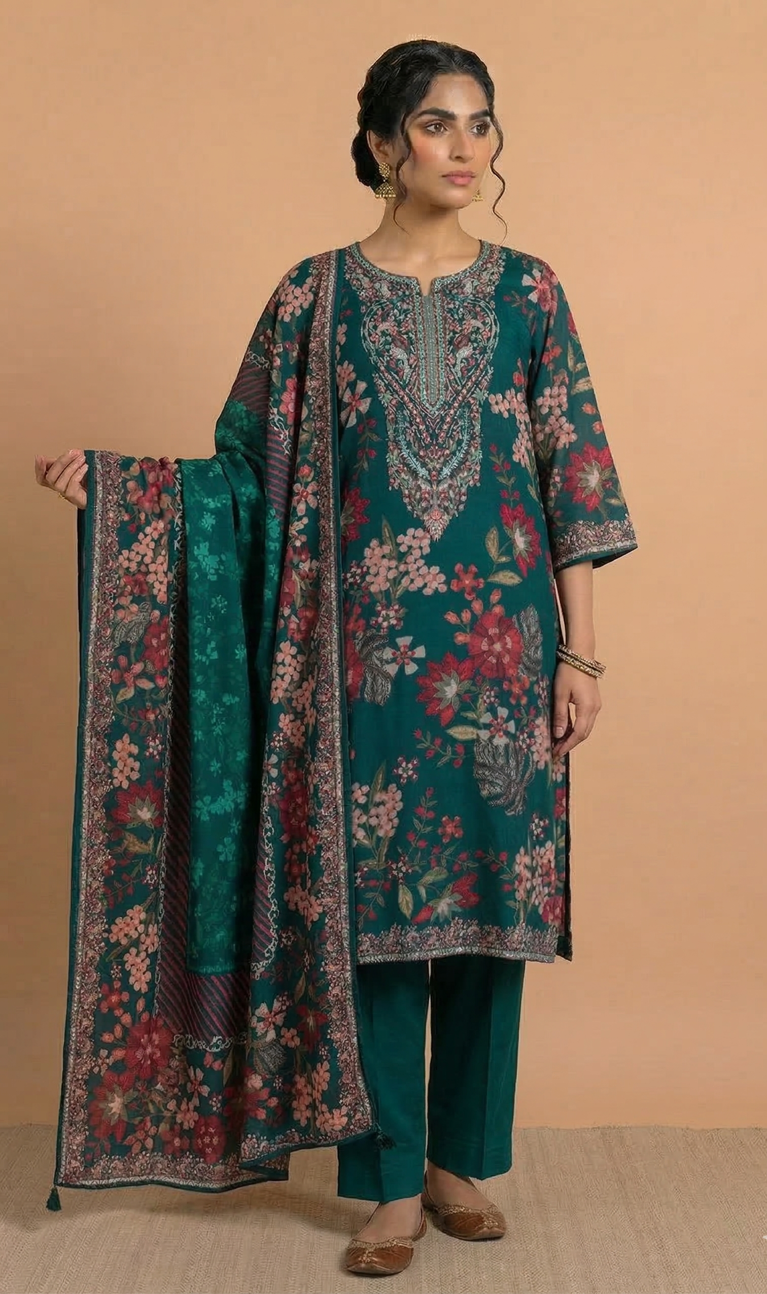 Afreen Sage green Cotton Readymade Set Sterling House