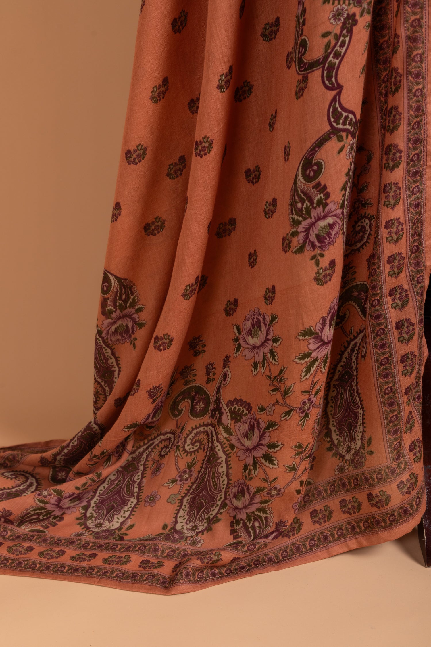 Afreen Rust Cotton Unstitched Suit set
