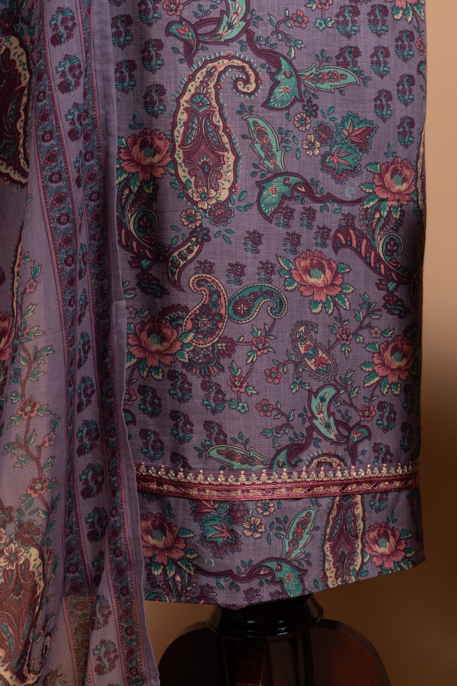 Afreen Mauve Cotton Unstitched Suit set