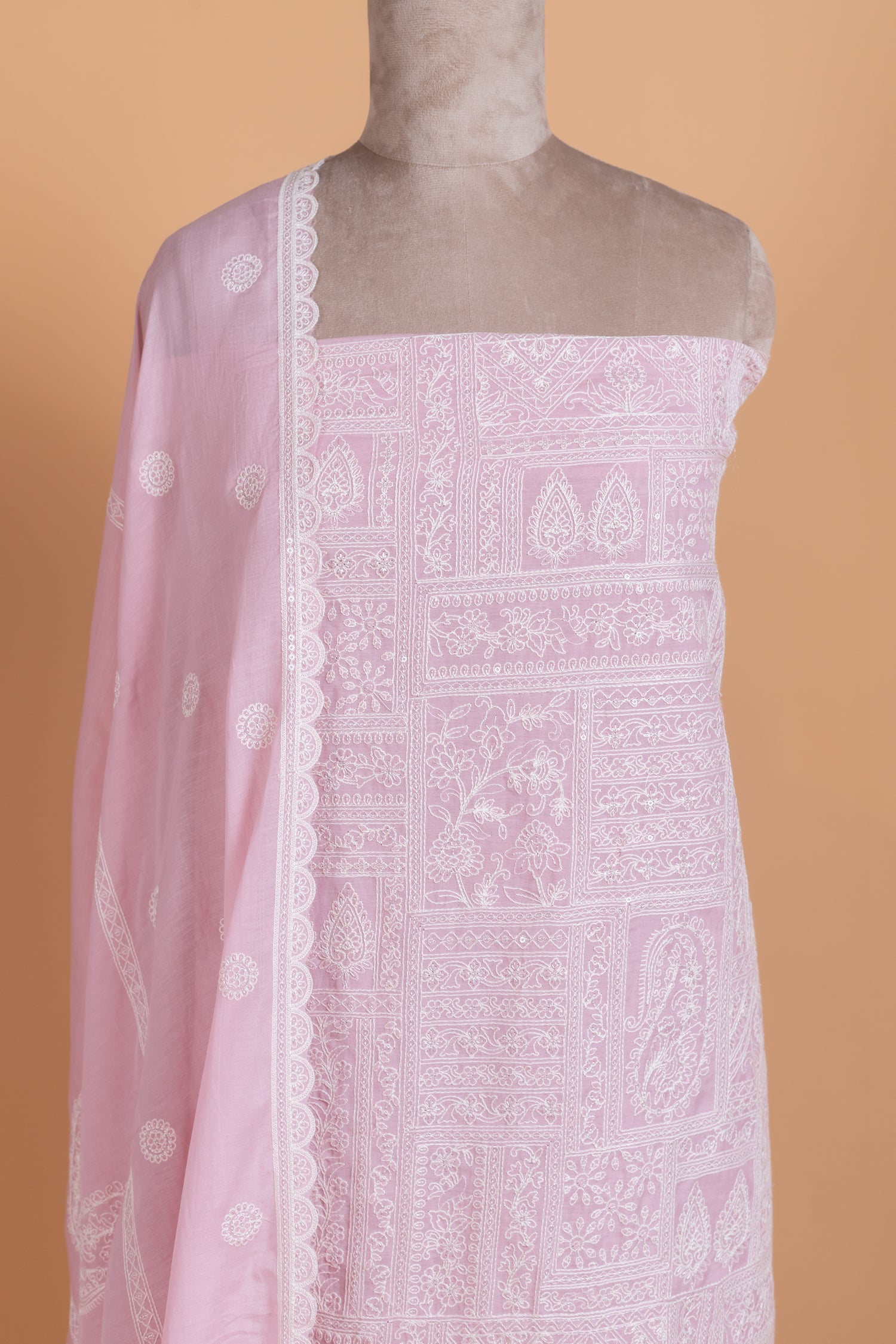 Anokhi Pink Cotton Unstitched suit