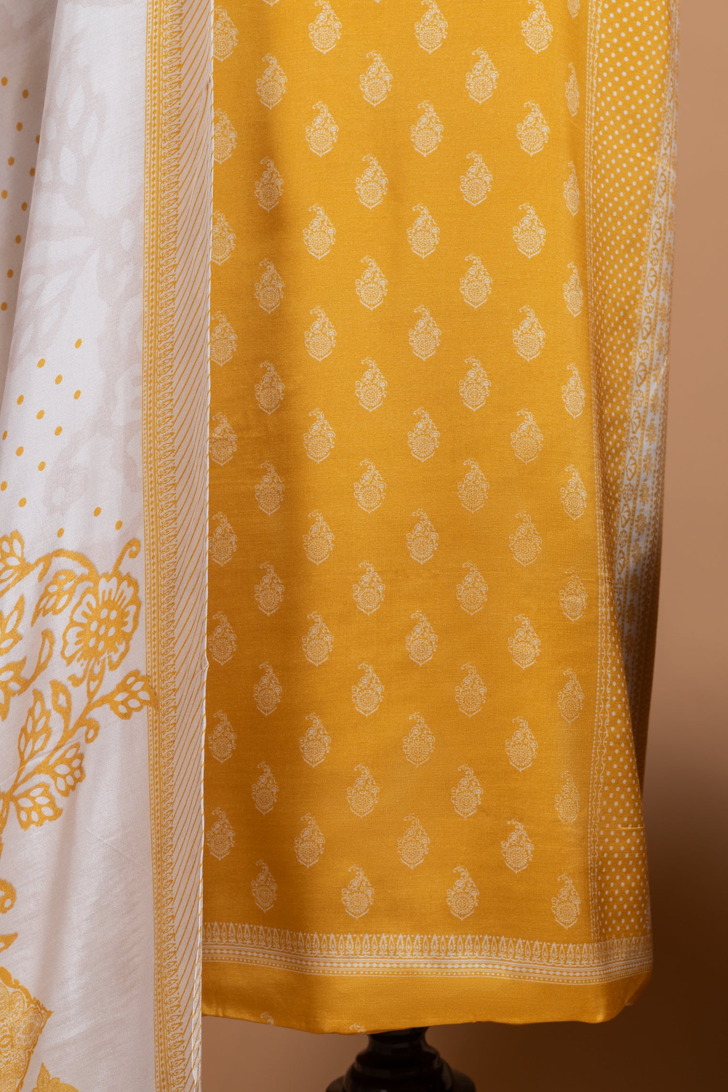 Luxe Yellow Muslin Unstitched suit