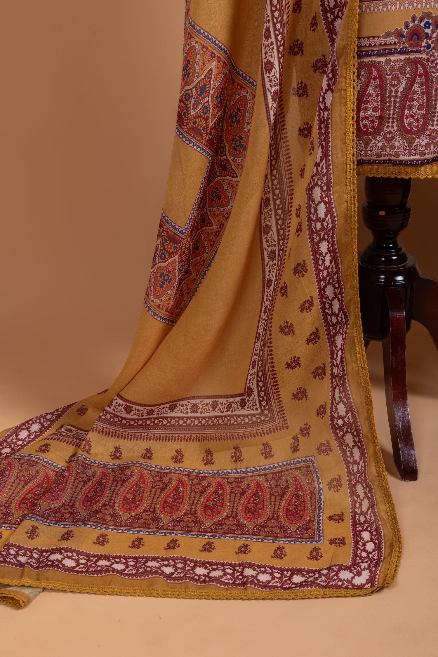 Afreen Mustard Cotton Unstitched Suit set