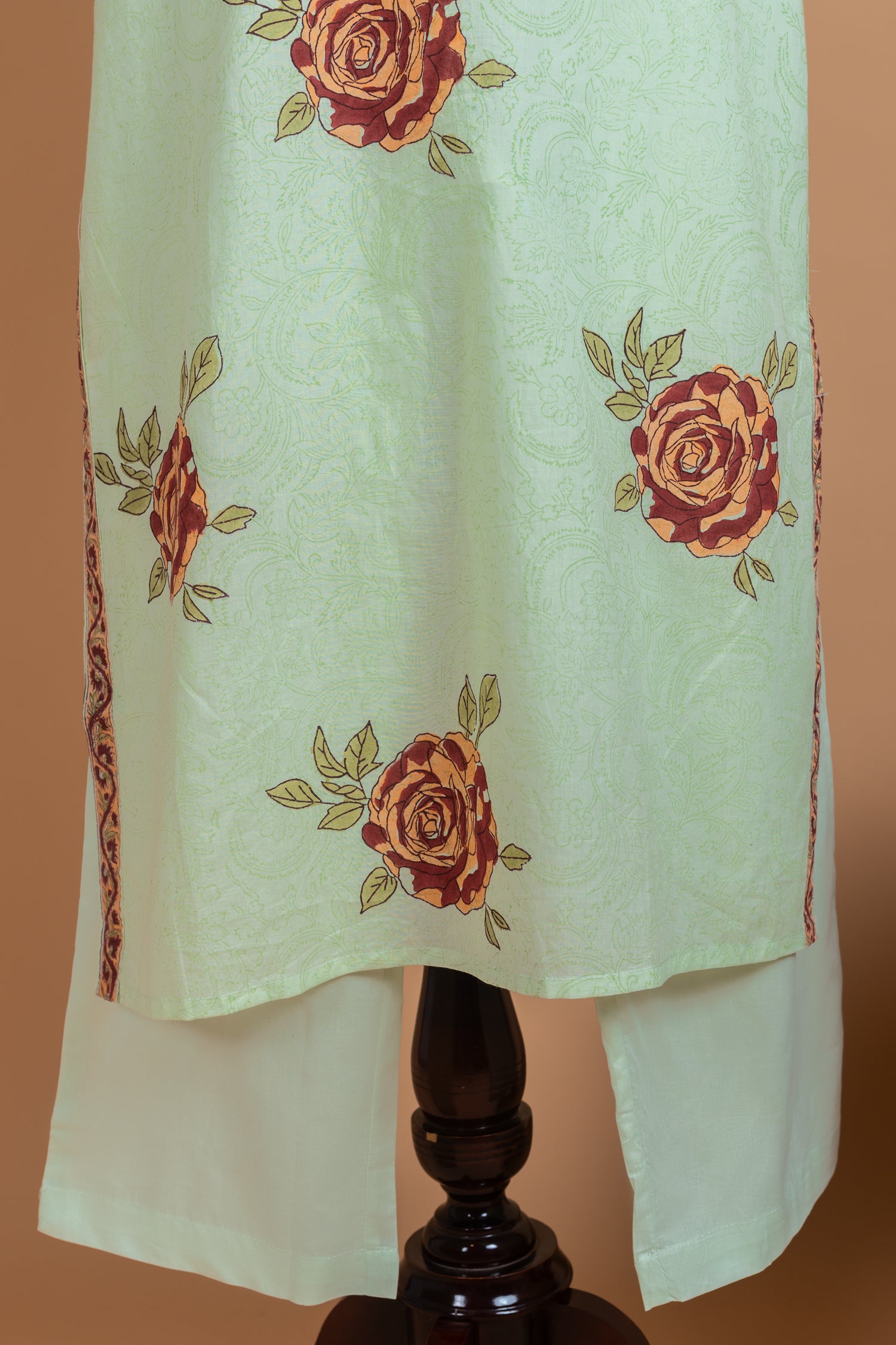 Afreen Pista Green Cotton readymade set