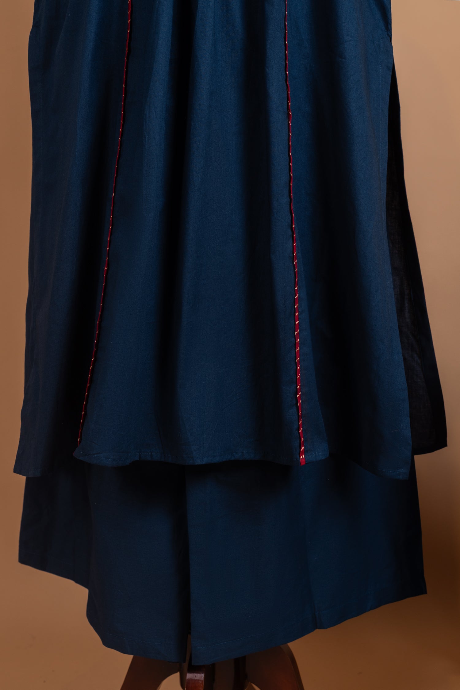 Afreen Navy Blue Cotton A-line Readymade set