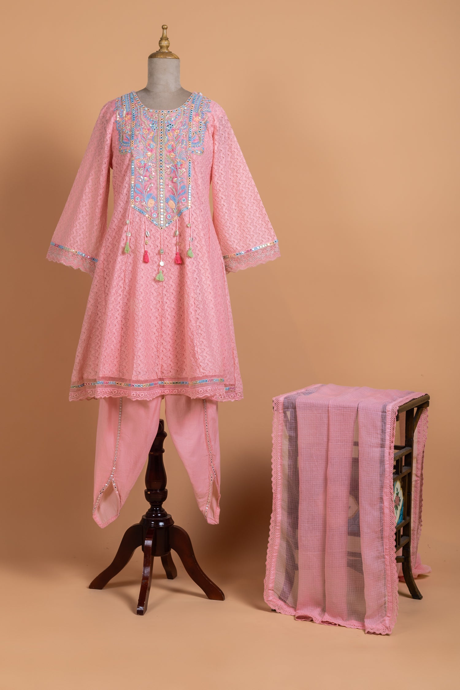 Luxe Pink Anarkali Readymade set