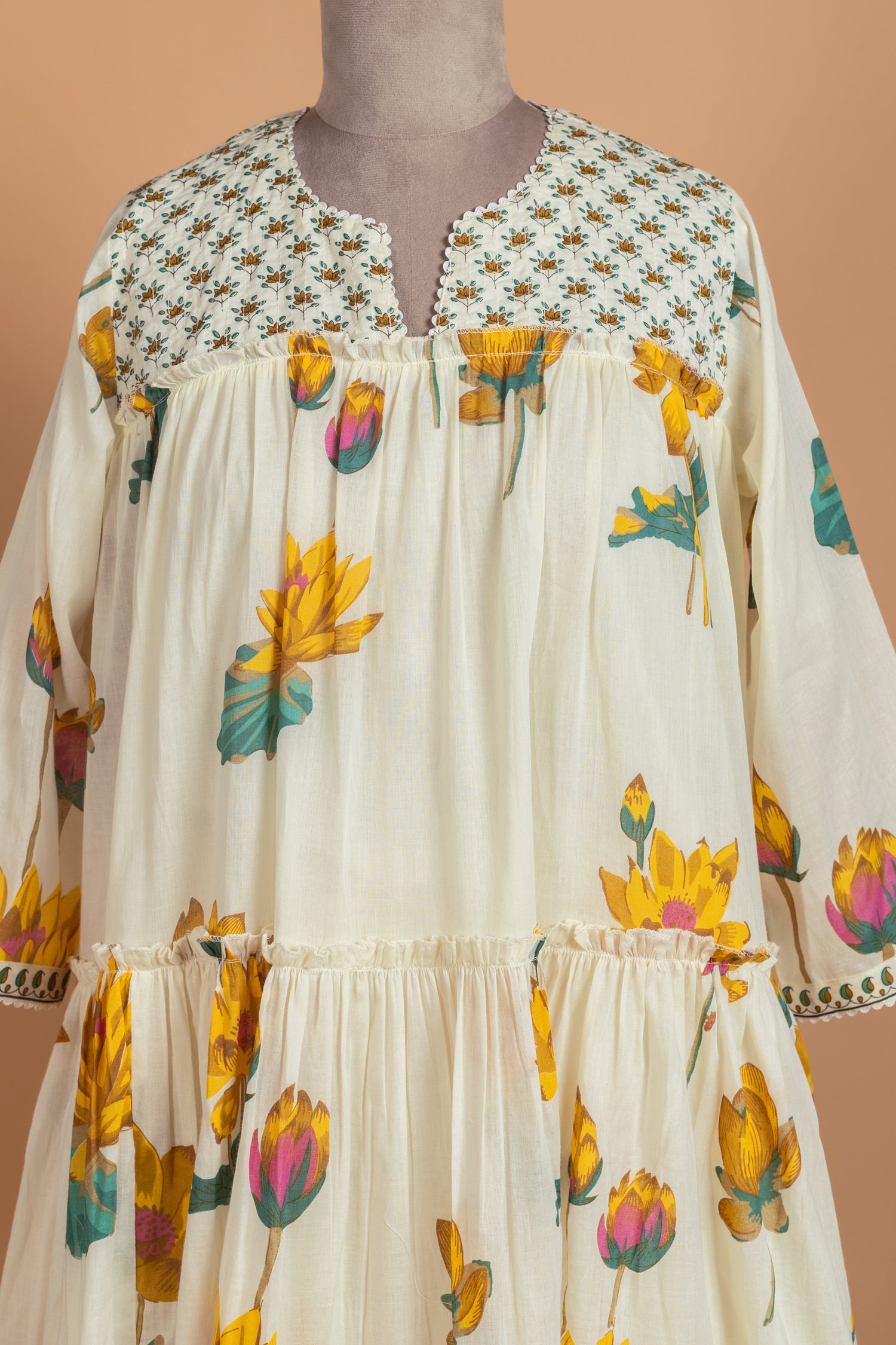 Afreen White with yellow A-Line Readymade Set