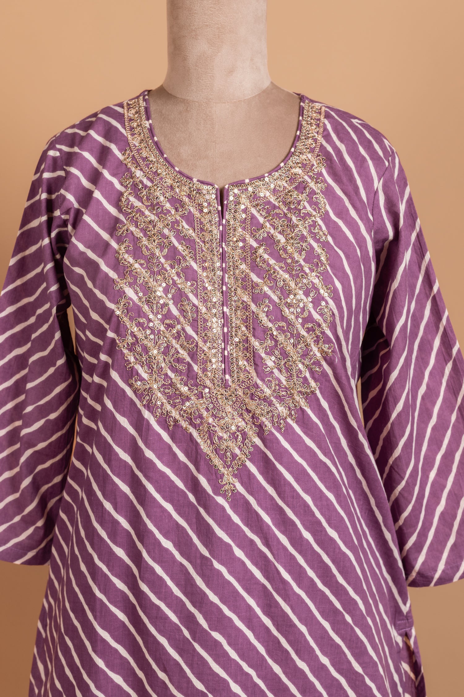 Anokhi Purple Bandhani Cotton Readymade Set