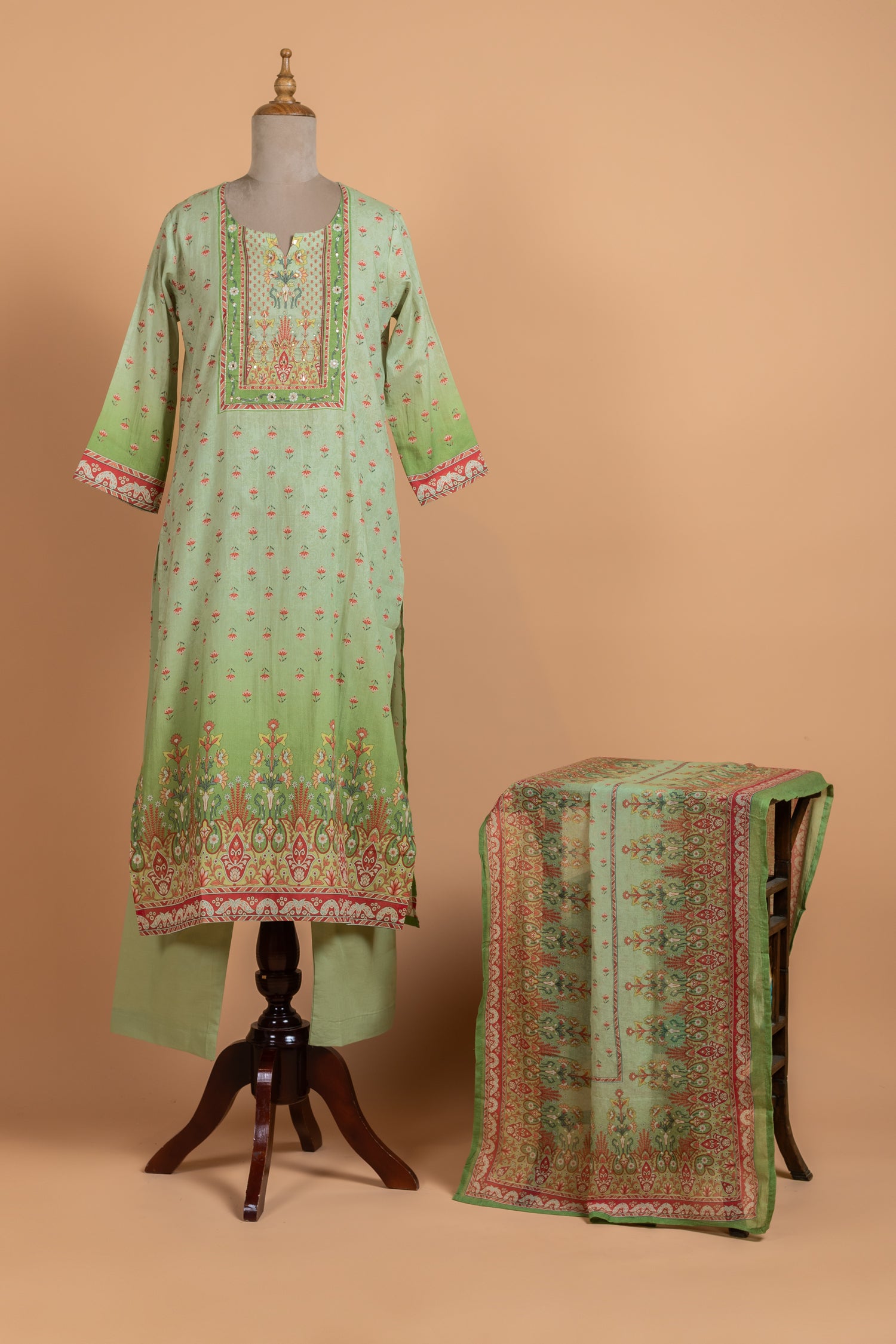 Roze Green Ombre Cotton Readymade Set