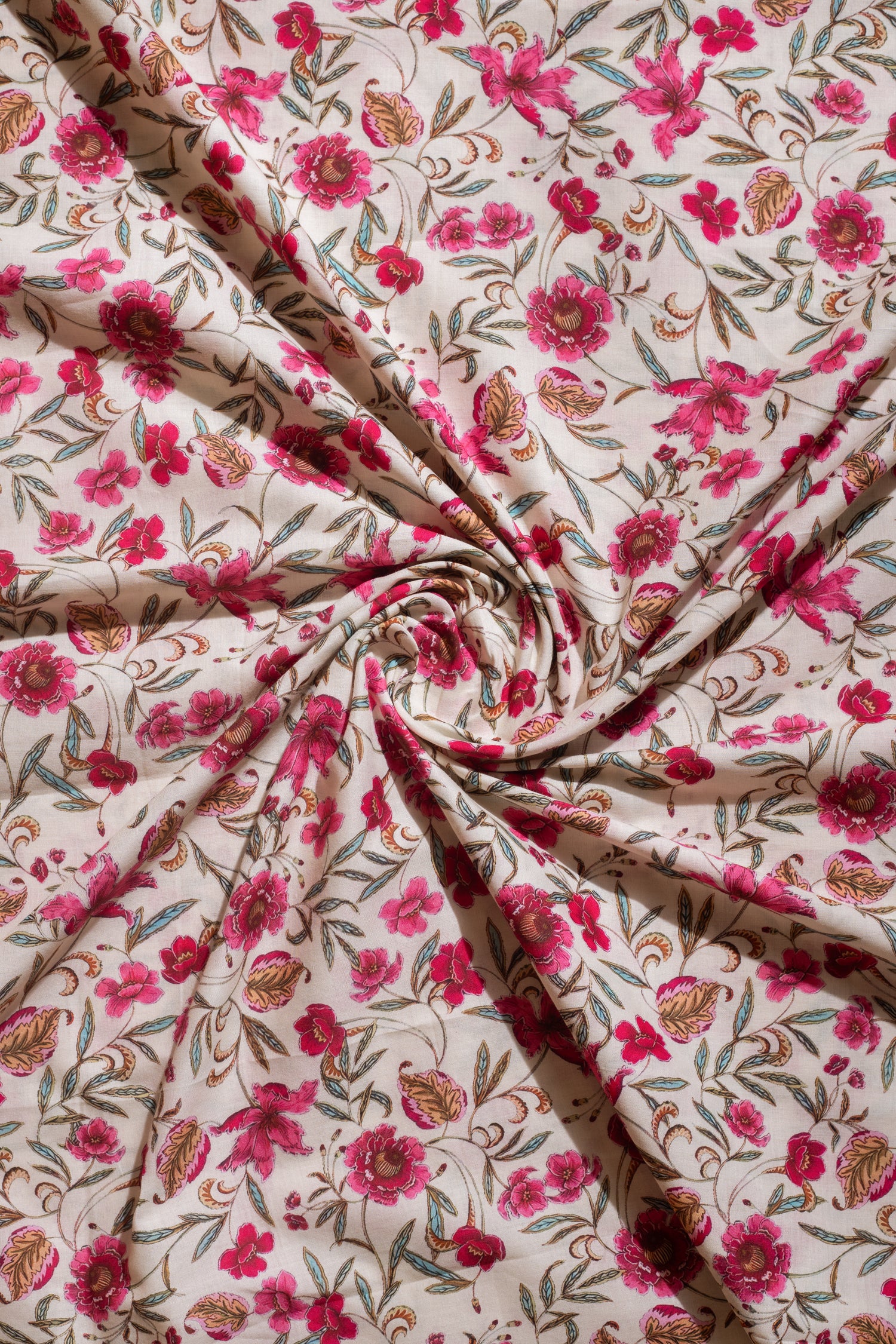 Afreen Pink Blossom cotton Blend fabric